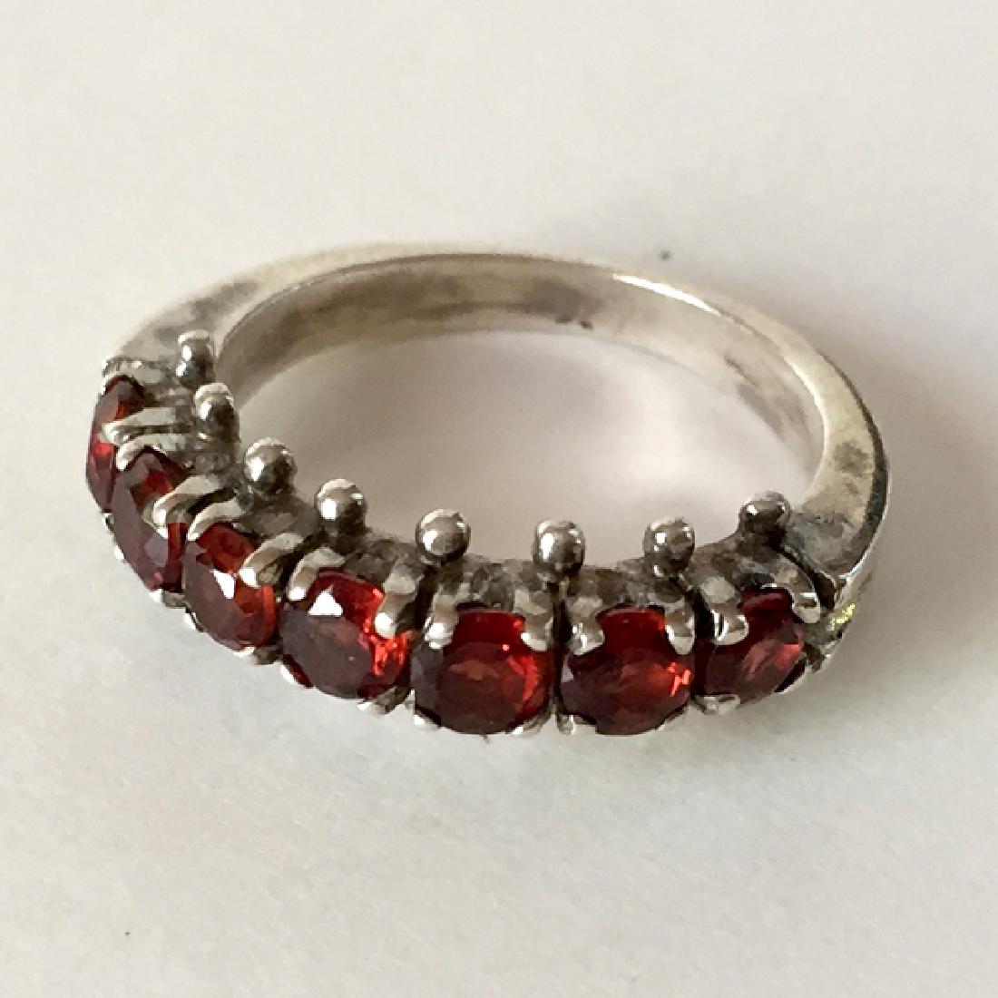 Sterling silver 7 round faceted garnets ring, size 8.5 (1 of 4)