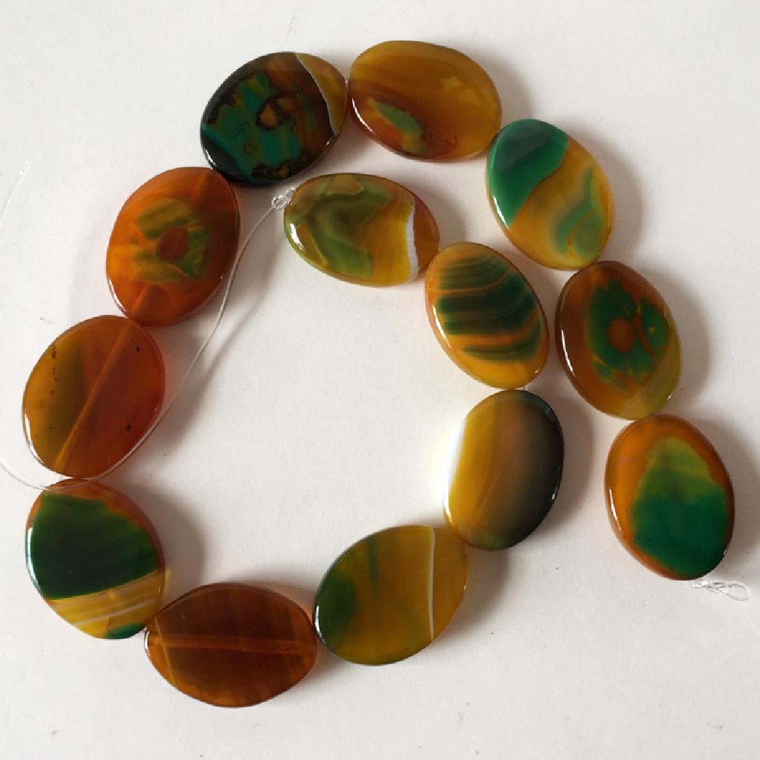 Genuine multicolor agate oval flat beads strand (1 of 2)