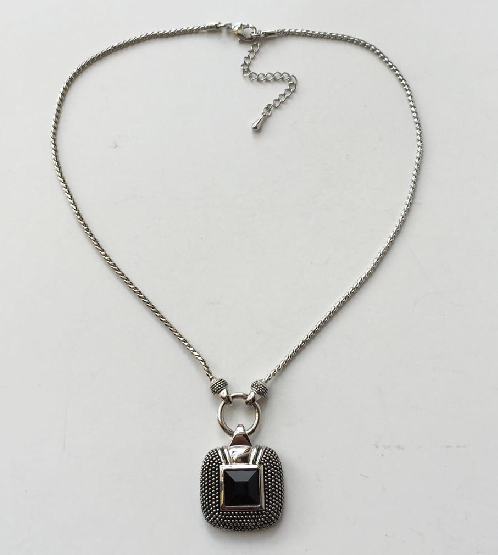 Silver tone snake type chain with cushion shape (1 of 4)
