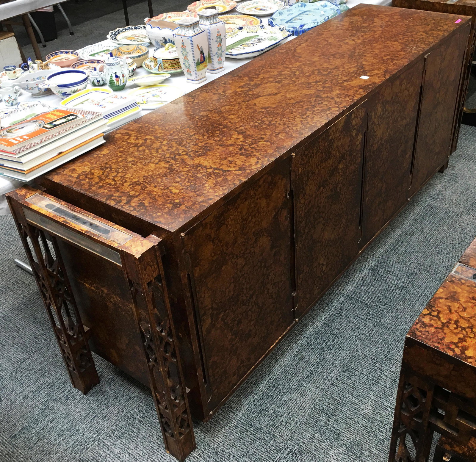Sideboard or Credenza Attr. to James Mont.: Measures 20 x 77 x 29" inches. Third-Party Shipping Required.