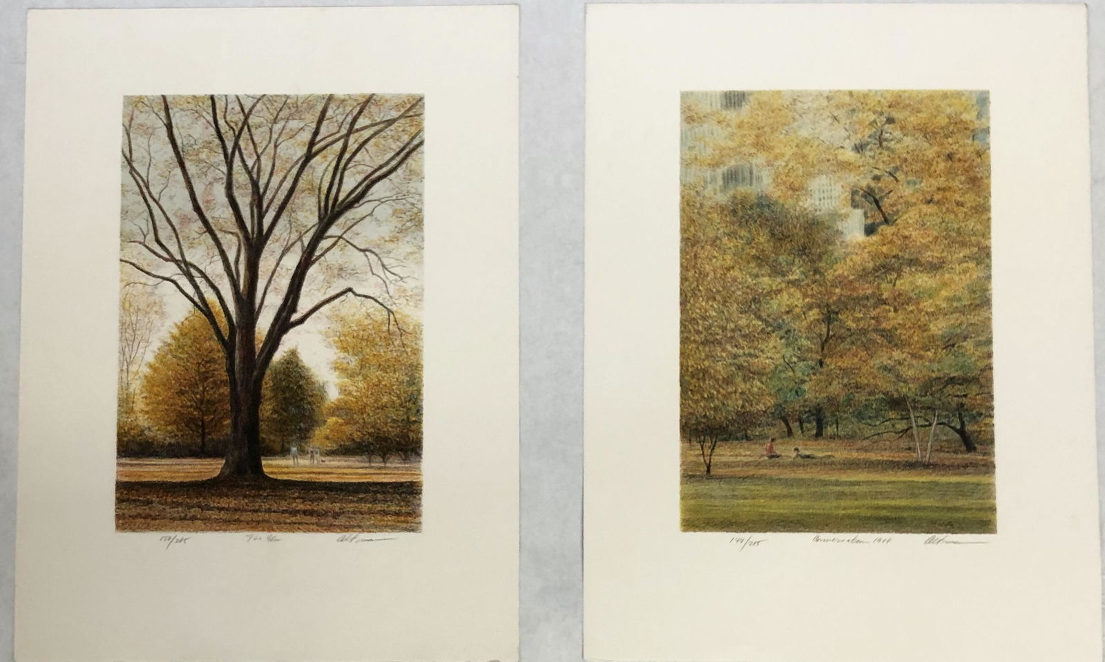Lot of 2 Signed Harold Altman Lithos.: "The Elm" (158/285) and "Conversation 1988" (144/285). Signed Lower Right. These Each Measure 13" x 9".