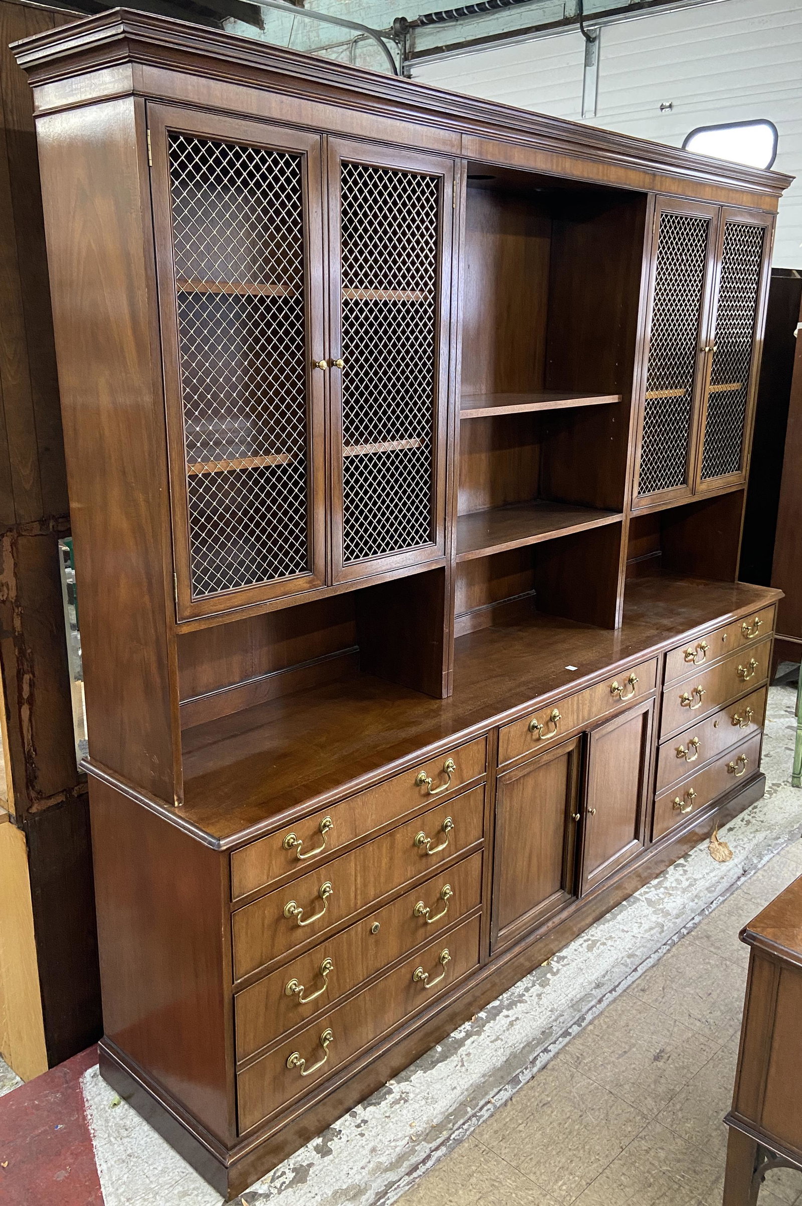 Sgd. Baker "Collector's Edition" Hutch / Credenza.: Has a Couple of Light Scratches, but is in Overall Fantastic Condition. Measures 7' 7" Wide by 6' 9" HIgh. Third-Party Freight Shipping or Personal Pickup Required.