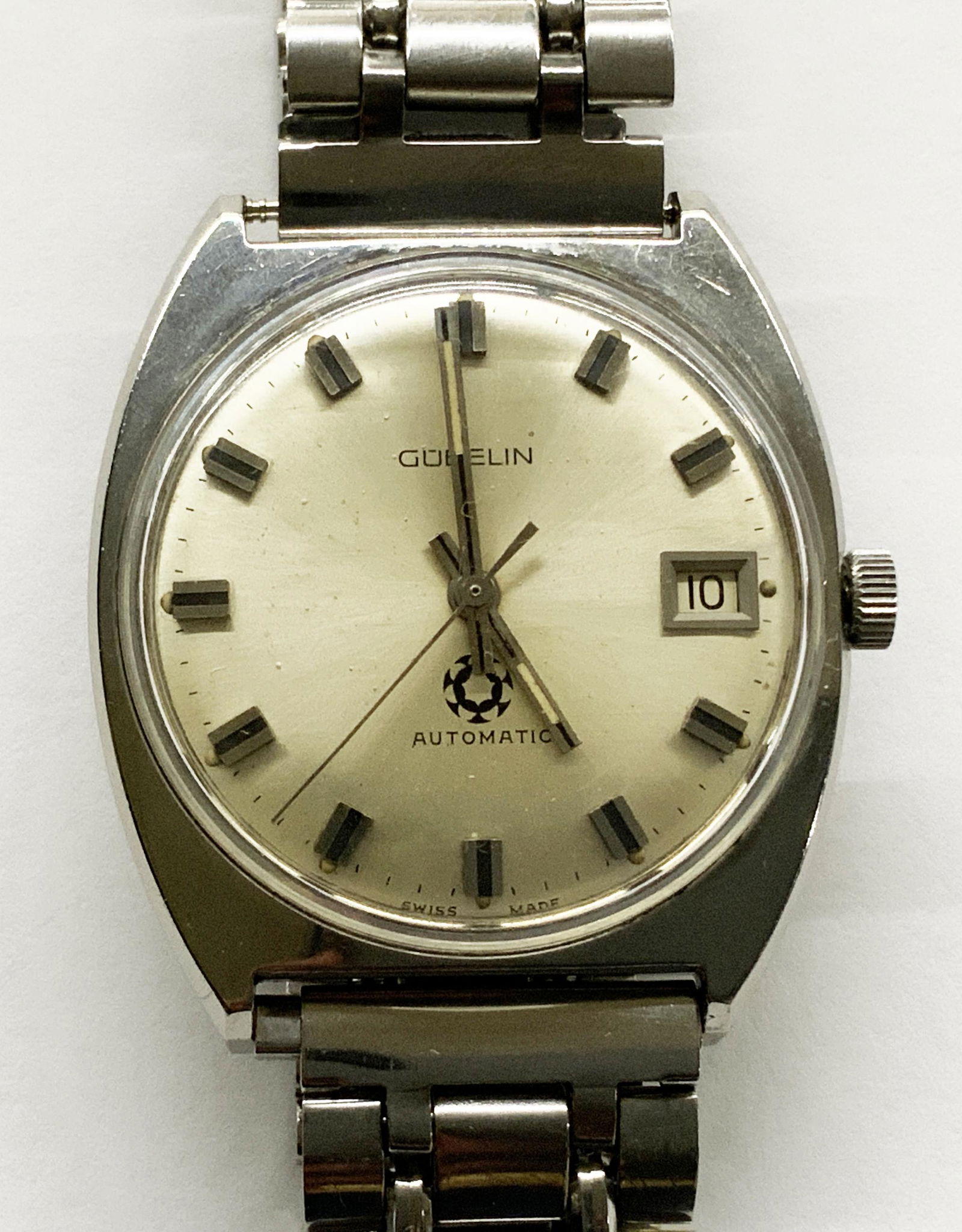 Gubelin Automatic Men's Watch.: On a Speidel Stainless Steel Band. Inscribed "DK" on the Back. Has been Recently Serviced, and it Ticks.