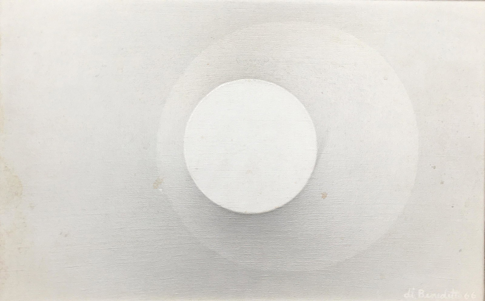 Abstract Painting by Angelo DiBenedetto.: Titled "Grey on Grey". Dated 1966. Signed Lower Right and en Verso. Latex Over Acrylic. There is Actually some Kind of Food Can on the Back, Which Makes the Painting Protrude Forward. Painting Appears