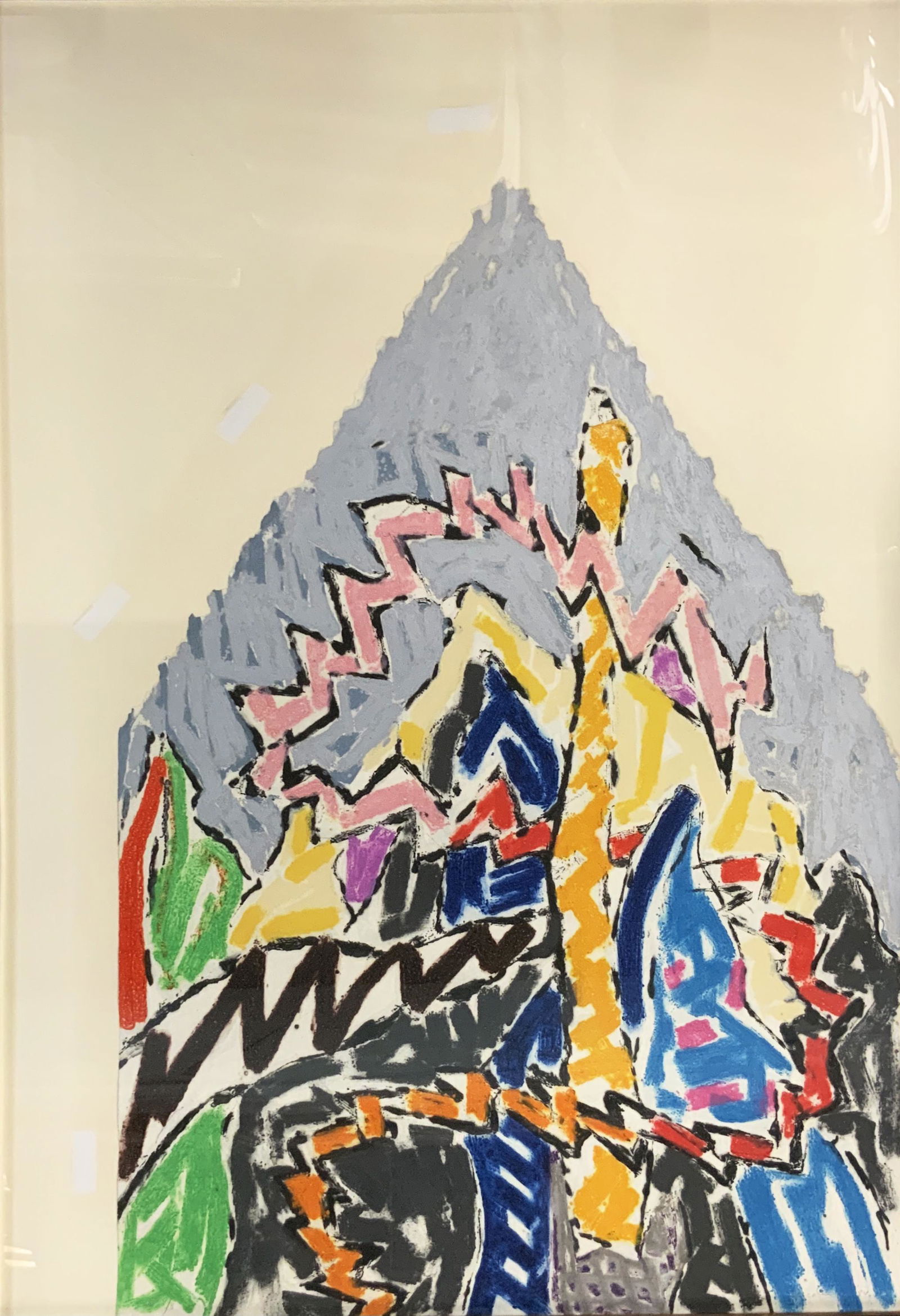 Michael Goldberg Abstract Silkscreen?, Untitled.: Numbered 4 of 8. Signed Lower Right. Dated 1984. Measures 49" x 33 1/2". In a Huge Frame. Third-Party Shipping Required.