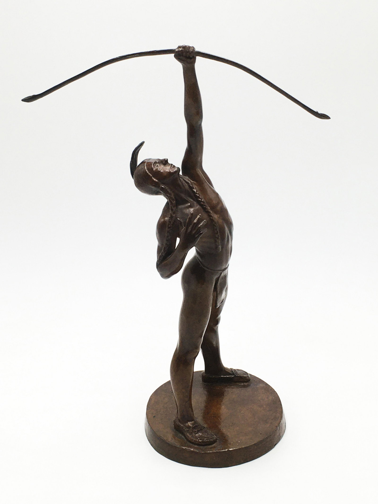 Sgd. Phillip Sears Bronze or Metal Sculpture.: Artist is Phillip Shelton Sears. Sculpture is of an Indian Brave, Titled "Pumananqwet (He Who Shoots the Stars)". Signed on the Base and Dated 1929. Measures 15 1/2" Tall. There is a bit of a Glint of