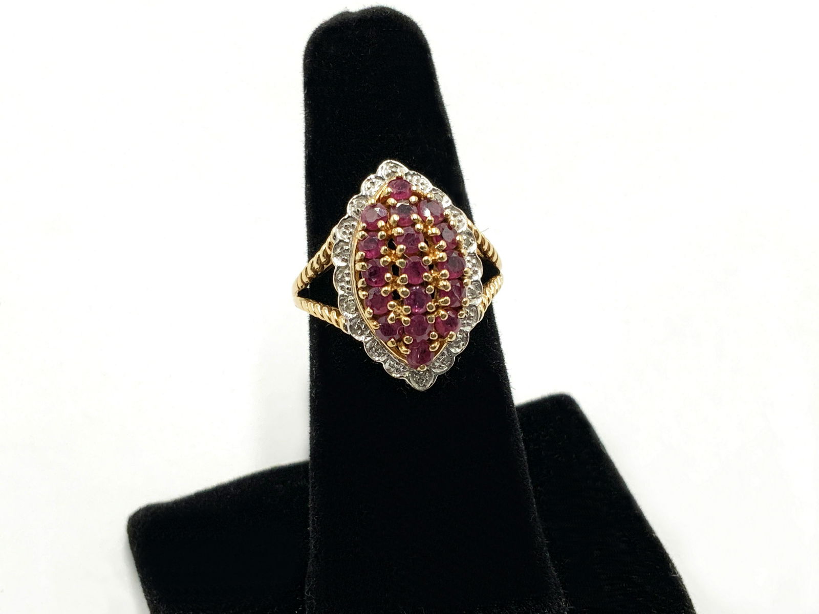10K Ruby and Diamond Ladies' Ring.: Weighs 2.8 Pennyweight. Ring is Size 7.