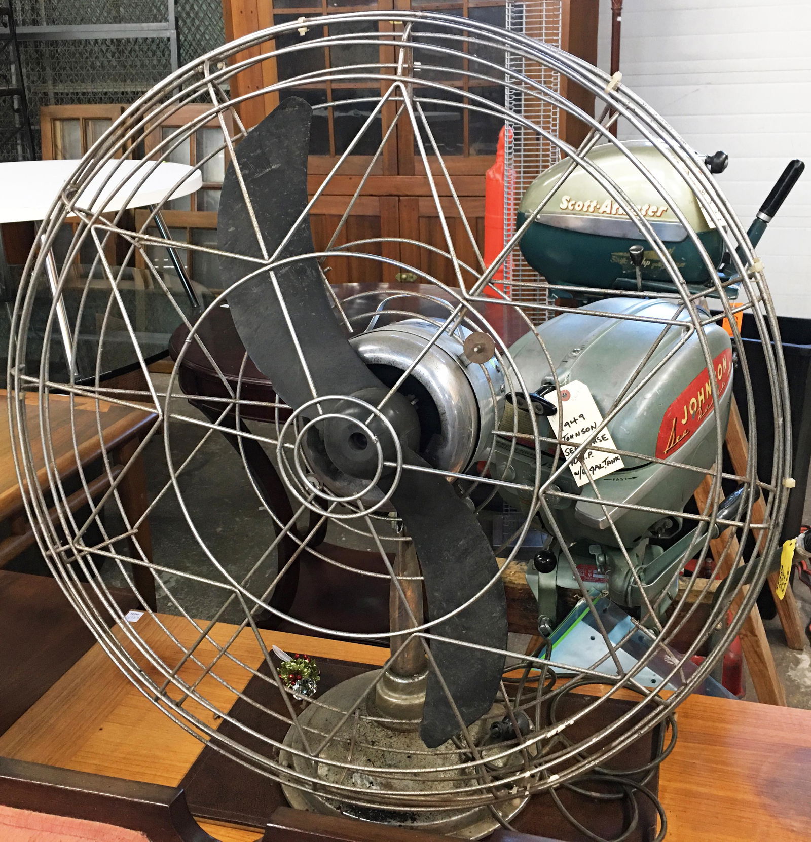Freshn'd Aire Large Vintage Art Deco Electric Fan.: It Works. Model 26. Measures 32" Tall. Fan Cage Measures 28" in Diameter. The Blades Look a bit Chewed Up. Third-Party Shipping Required.