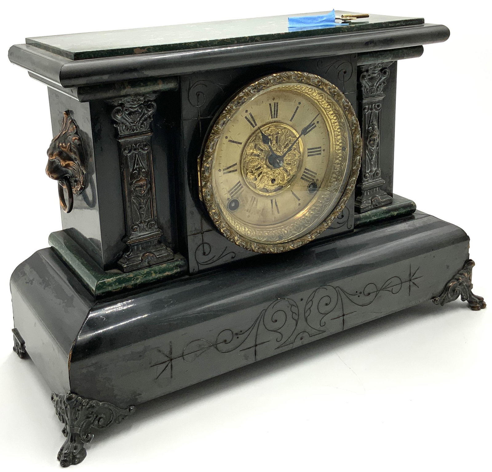 Seth Thomas Antique Mantel Clock.: With Key and Pendulum. It Ticks and Chimes. Third-Party Shipping Required.