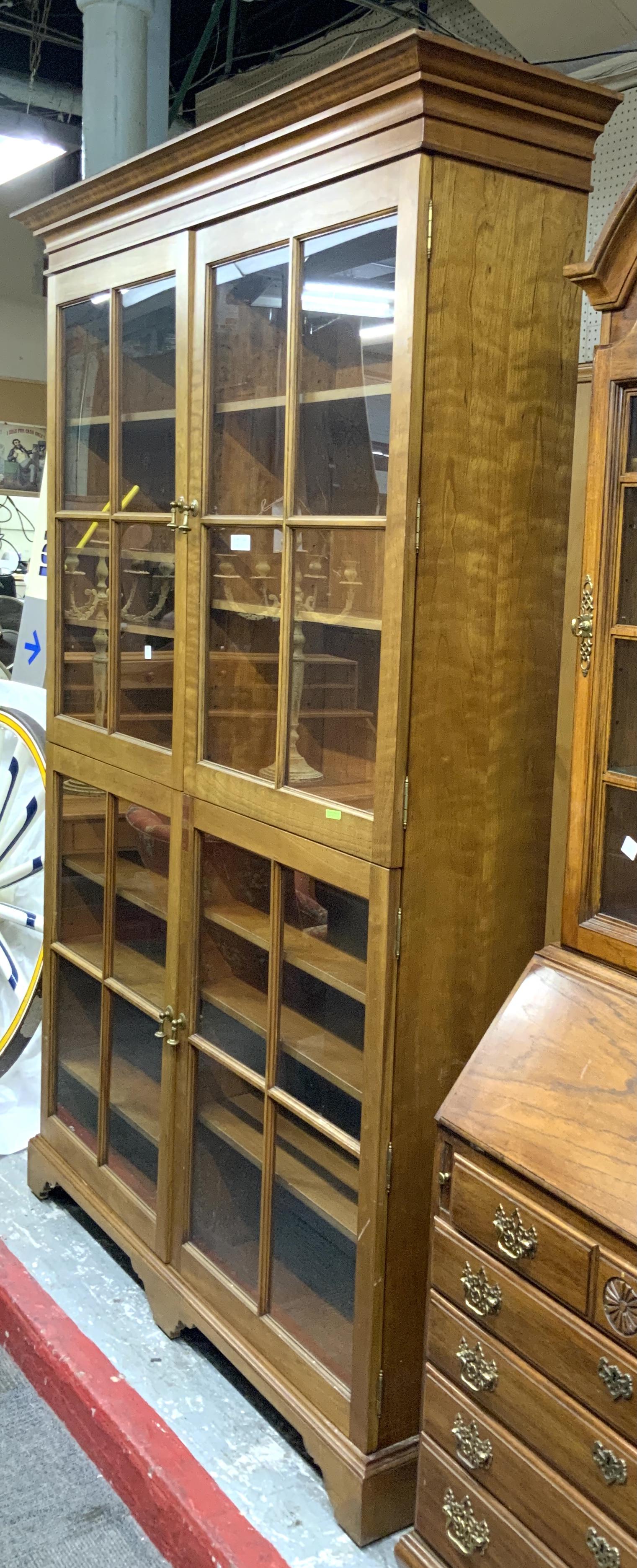 Wood & Glass China Cabinet.: Manufactured by the Wright Table Company. Measures 55" Wide by 86" High. Third-Party Freight Shipping or Personal Pickup Required.