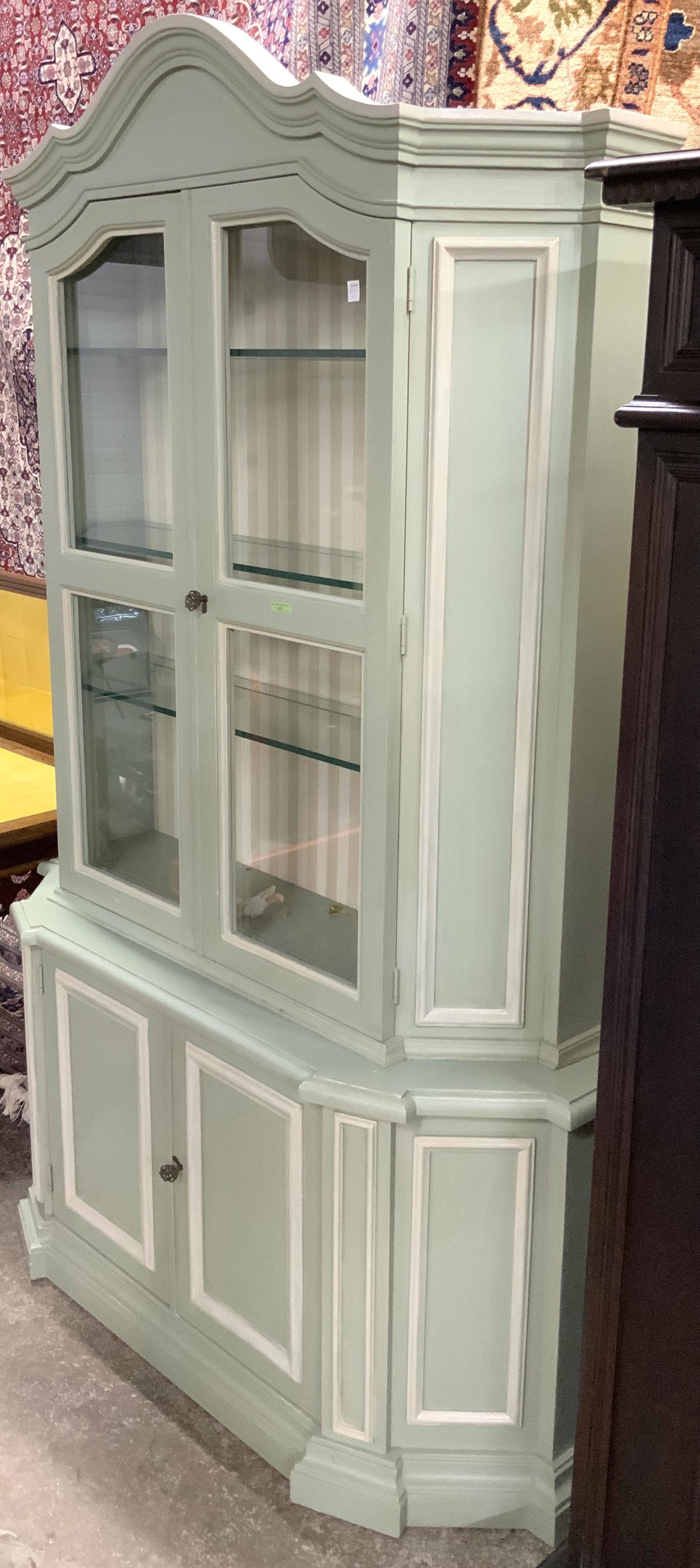 54" Wide by 82" Painted China Cabinet.: Third-Party Freight Shipping or Personal Pickup Required.