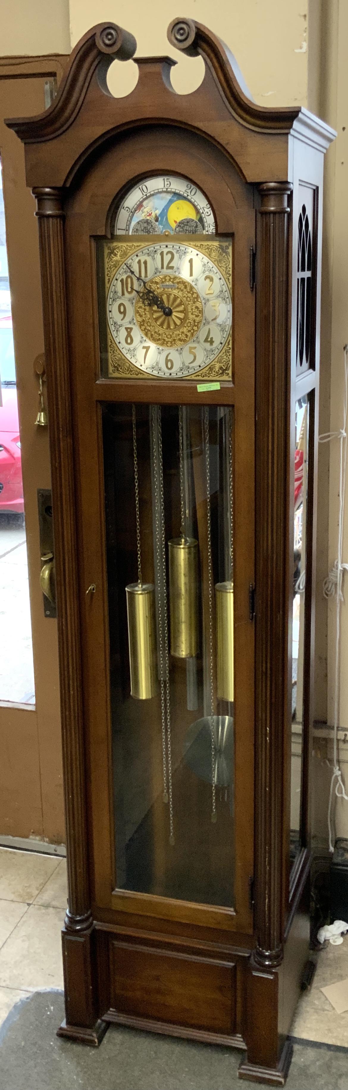 Barwick Western German Grandfather Clock.: Weights and Pendulum are There. It Ticks and it Chimes. Measures 83" Tall. Third-Party Freight Shipping or Personal Pickup Required.