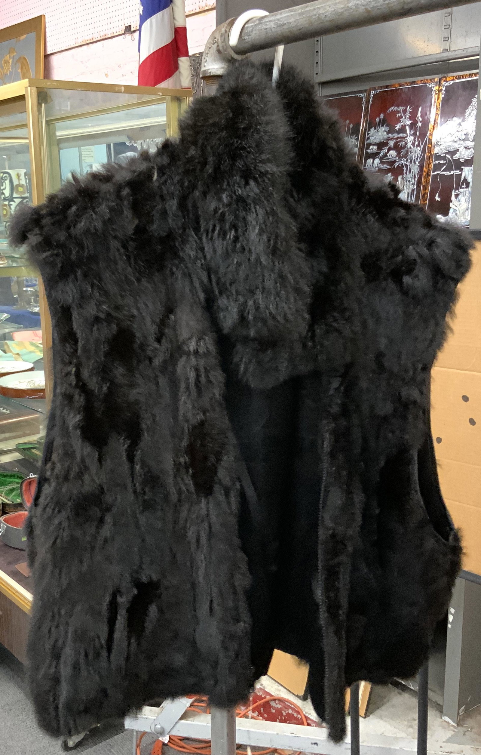 Andrew Marc Black Fur & Leather Ladies' Vest.: Size XL
