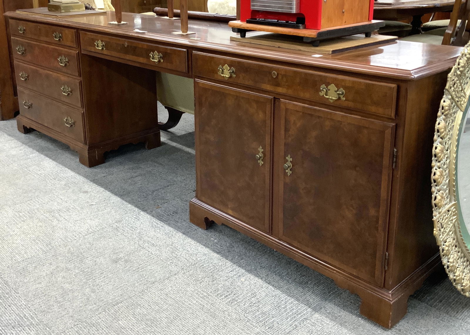 Signed John Widdicomb Credenza.: Measures 104" Wide, 30 1/2" High, and 19" Deep. Third-Party Freight Shipping or Personal Pickup Required.