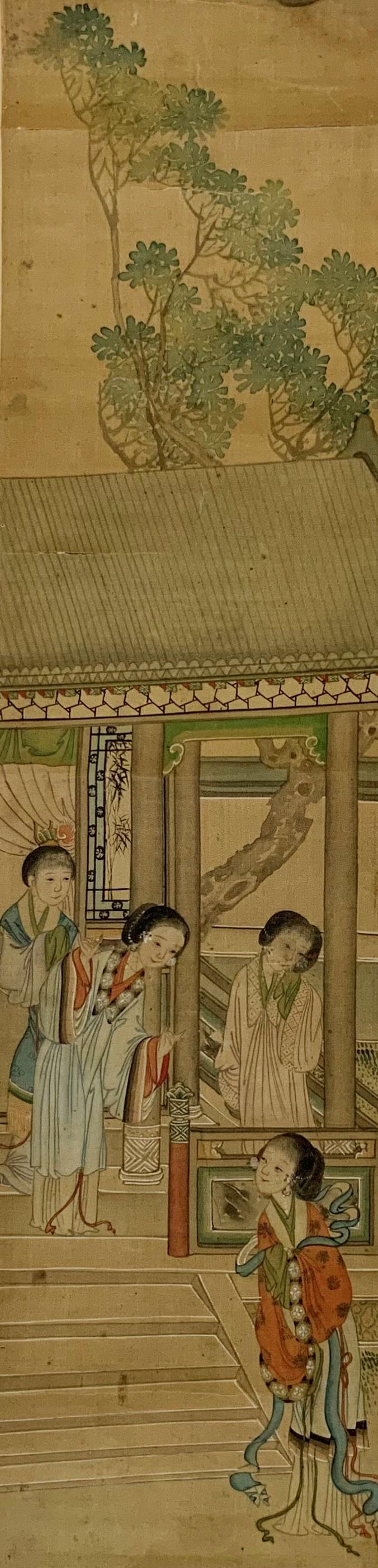 Very Old Chinese Scroll Painting, As Is.: Unsigned. The Painting is Cracked in Several Places, and Quite Literally is Falling Apart. Measures 28 1/4" x 6". Third-Party Shipping Required.