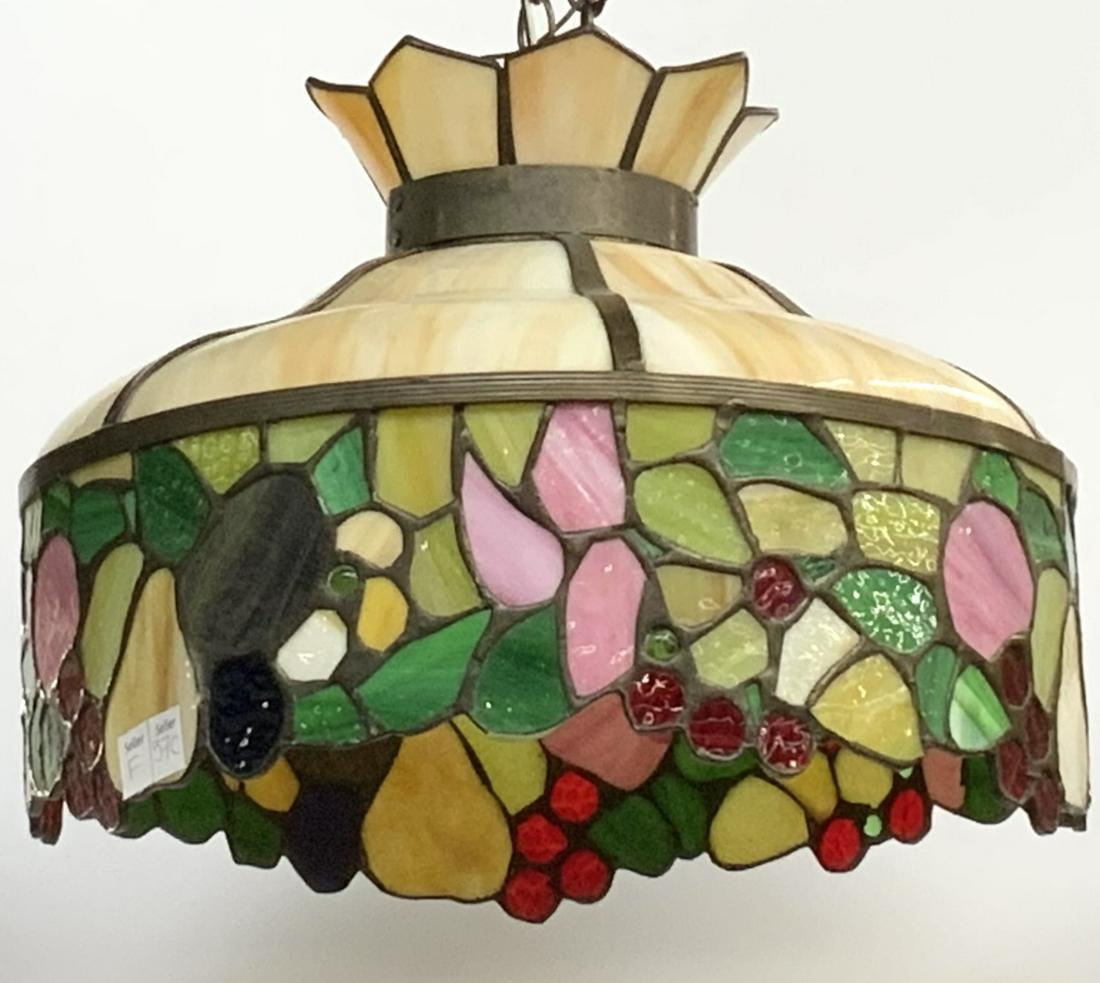 Colorful Glass Floral Design Light Fixture.: Measures 17" in Diameter. Third-Party Shipping Required.