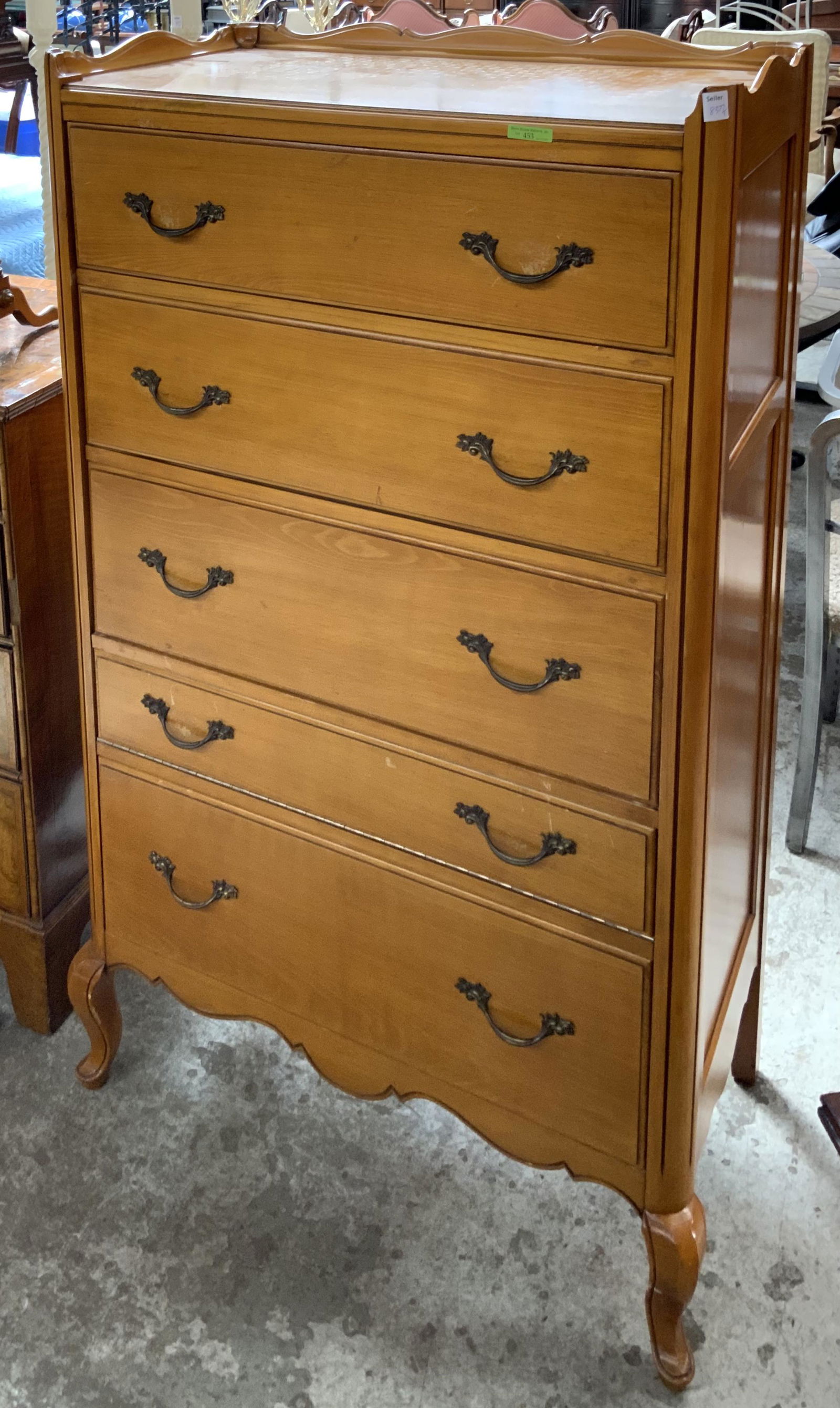 French Provincial Television Cabinet.: Measures 54" Tall. Third-Party Freight Shipping or Personal Pickup Required.