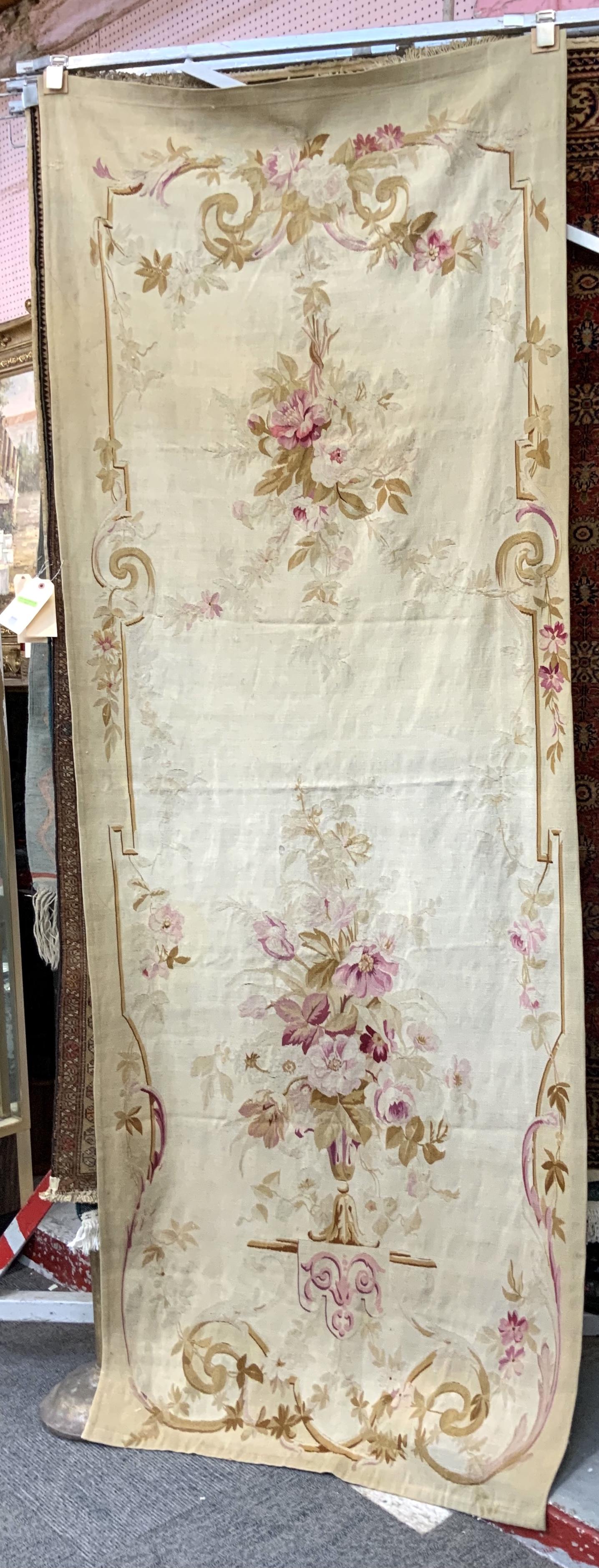 9' 2" x 3' 6" Floral Aubusson Runner Rug.: Shipping is Available for this Rug.
