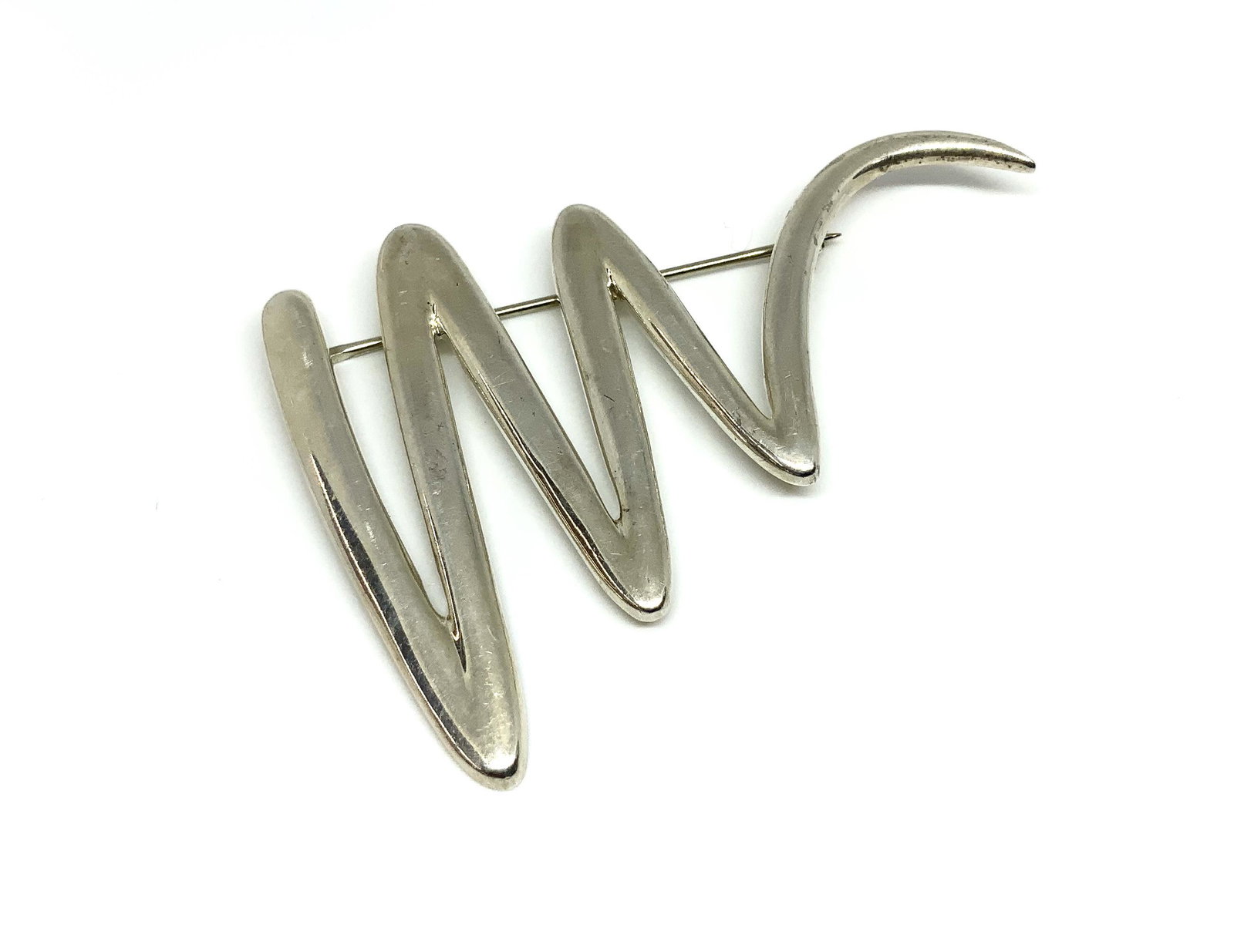 Sgd Tiffany Sterling Paloma Picasso "Squiggle" Pin: Measures 2 3/4" x 1 13/16".