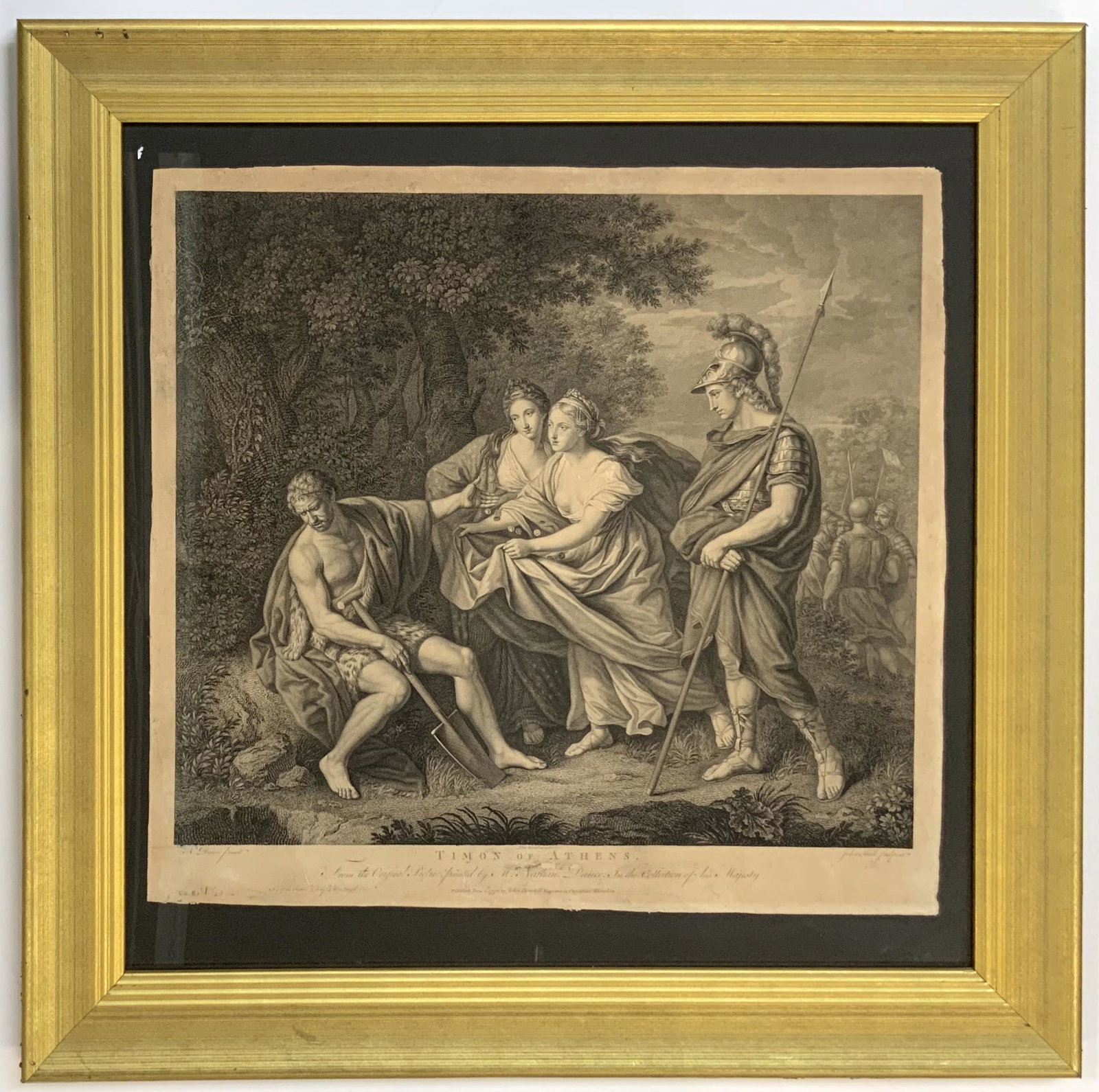 John Hall Engraving, "Timon of Athens".: The Engraving, not including the Frame, Measures 22 1/2" x 23 3/4". Third-Party Shipping or Personal Pickup Required.