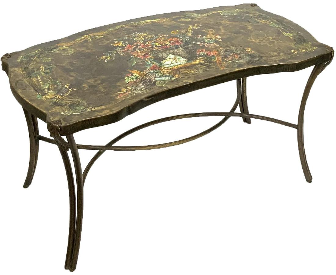 Sgd. Phillip Laverne Coffee Table.: The Table is Titled "Madame Pompadour". Signed with a Paper Tag Underneath. Measures 33 1/2" Wide, 18" Deep, and 17" Tall. Third-Party Shipping, Third-Party Freight Shipping, or Personal Pickup Requir
