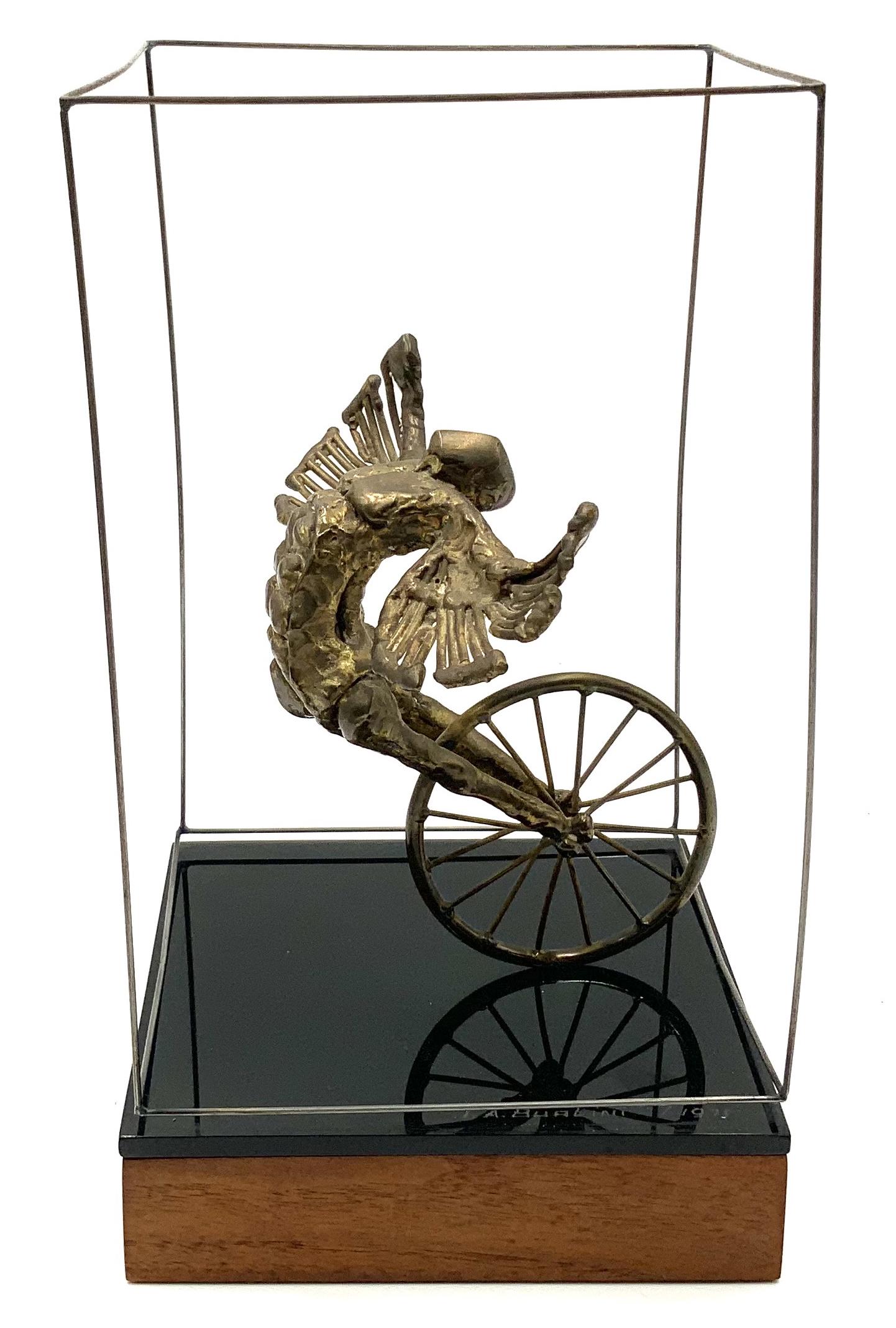 Joseph Burlini Bronze Sculpture.: Not a Motion Sculpture. Signed J.A. Burlini, 1971. It Measures 10 3/4" Tall, and 5 3/4" Square. Third-Party Shipping or Personal Pickup Required.