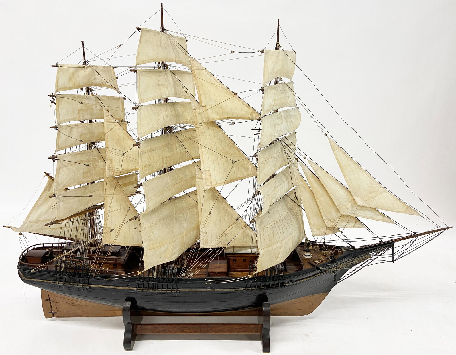 Outstanding, Intricate Wood Sailing Ship Model.: "Young America of New York". In Excellent Condition. Measures 47" Long and 34 1/2" High, including the Stand. Third-Party Shipping or Personal Pickup Required.