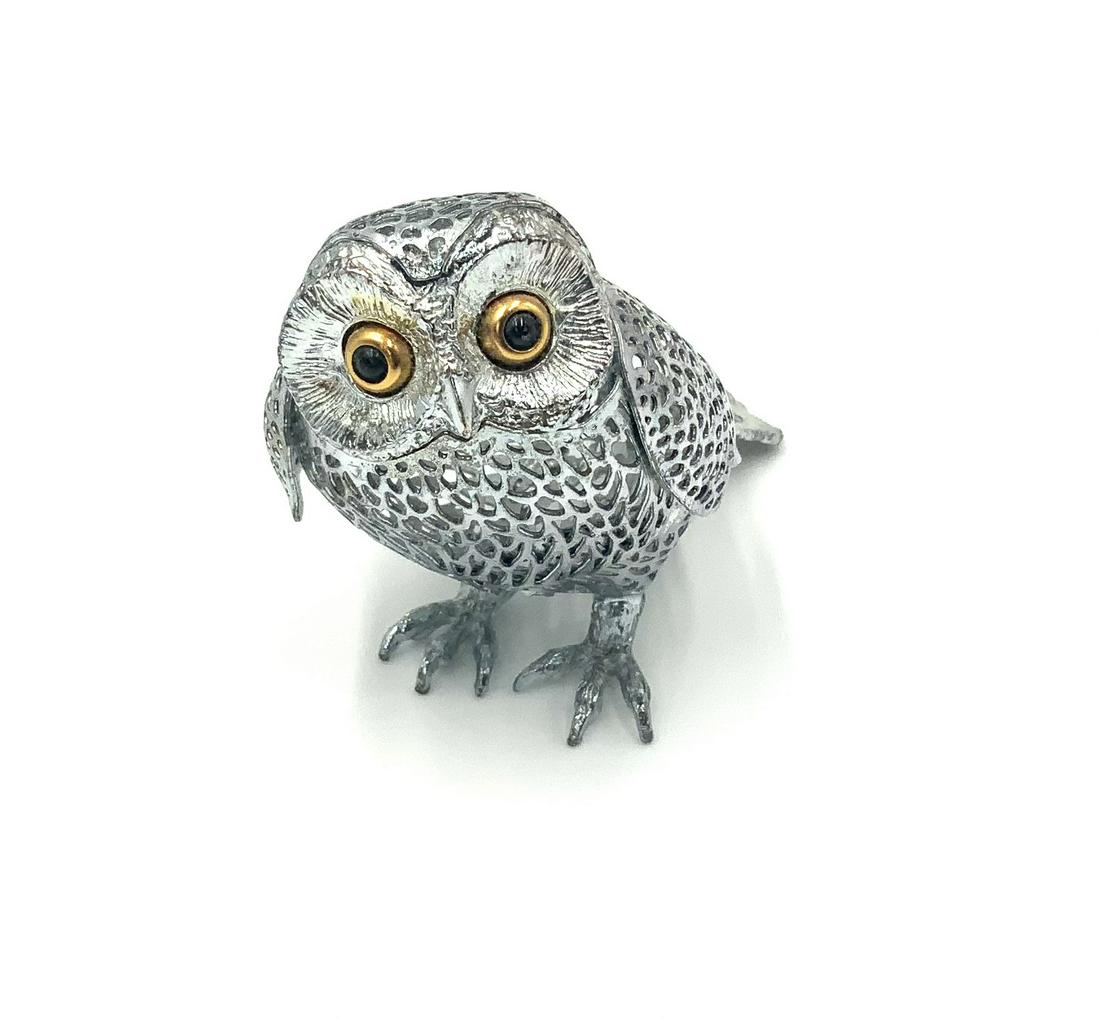 Christofle Silver Plated Owl Figurine.: Measures 2 1/4" Tall.