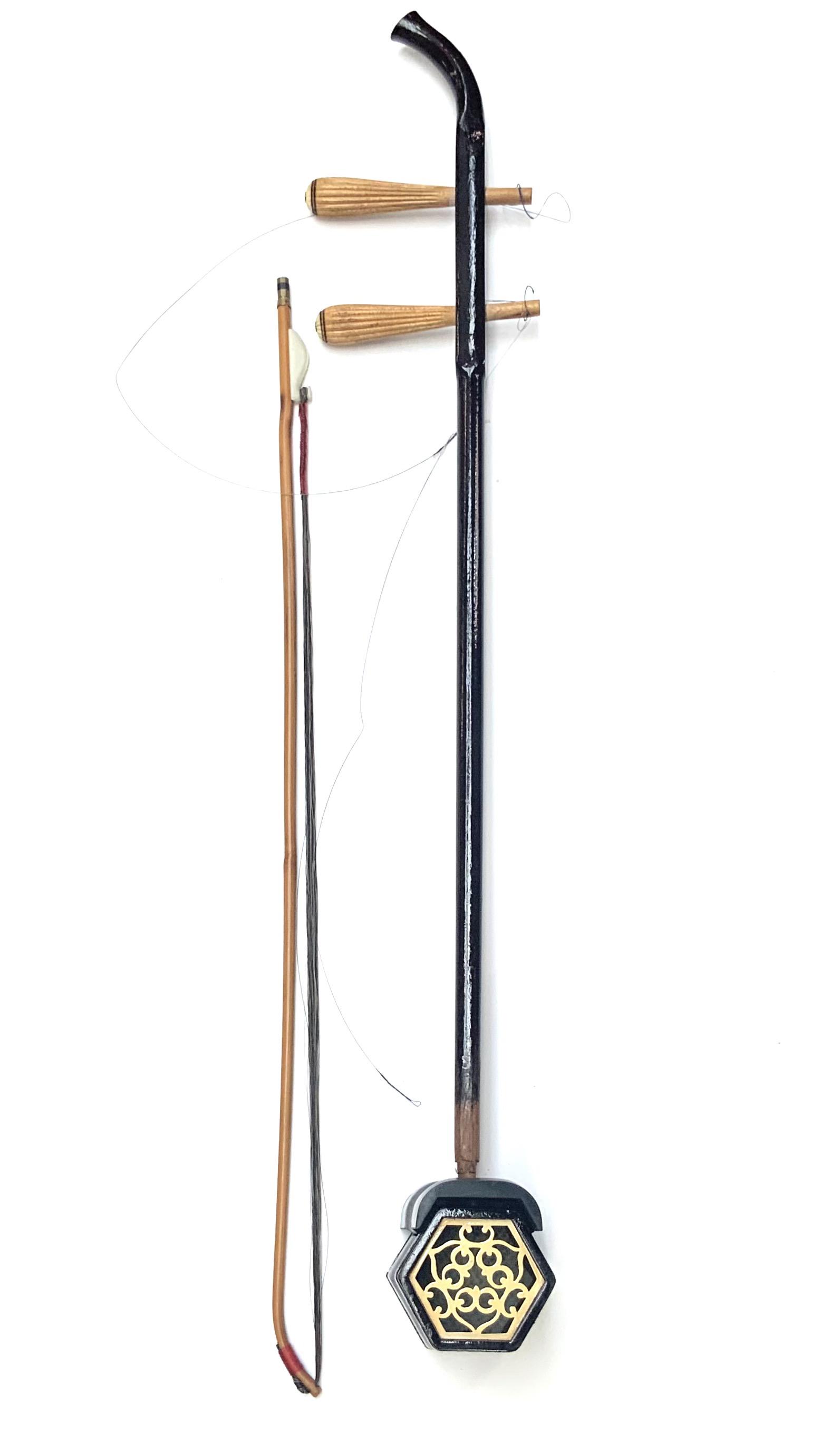 Chinese Erhu Instrument with Snakeskin.: With Bow. Measures Appx. 35" Long. Needs some Assembly. Third-Party Shipping or Personal Pickup Required.