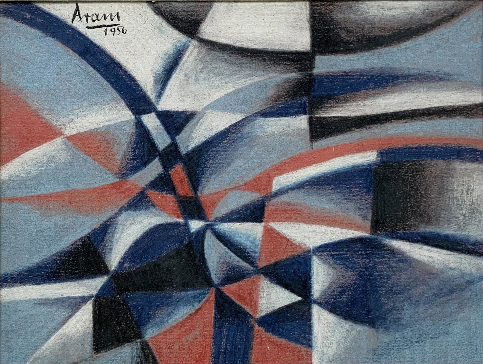 Michael Gottlieb Aram Abstract Pastel Artwork.: Mid-Century. Signed and Dated 1956, Upper Left. Image Size Measures 9 1/2" x 12 1/4". Frame Size Measures 18" x 20 1/2". Third-Party Shipping or Personal Pickup Required.