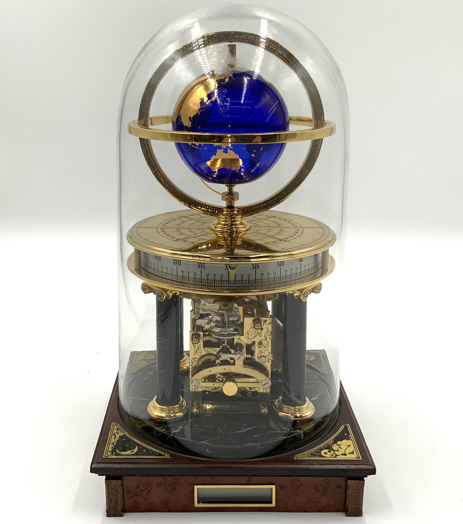 Royal Geographical Society Millenium Clock.: Looks like it is in Good Condition, and is Currently Ticking. Comes with a Booklet and a Brass Plate. There is a bit of Paper Covering that is Coming off a Little on One of the Sides. The Dome Clock M