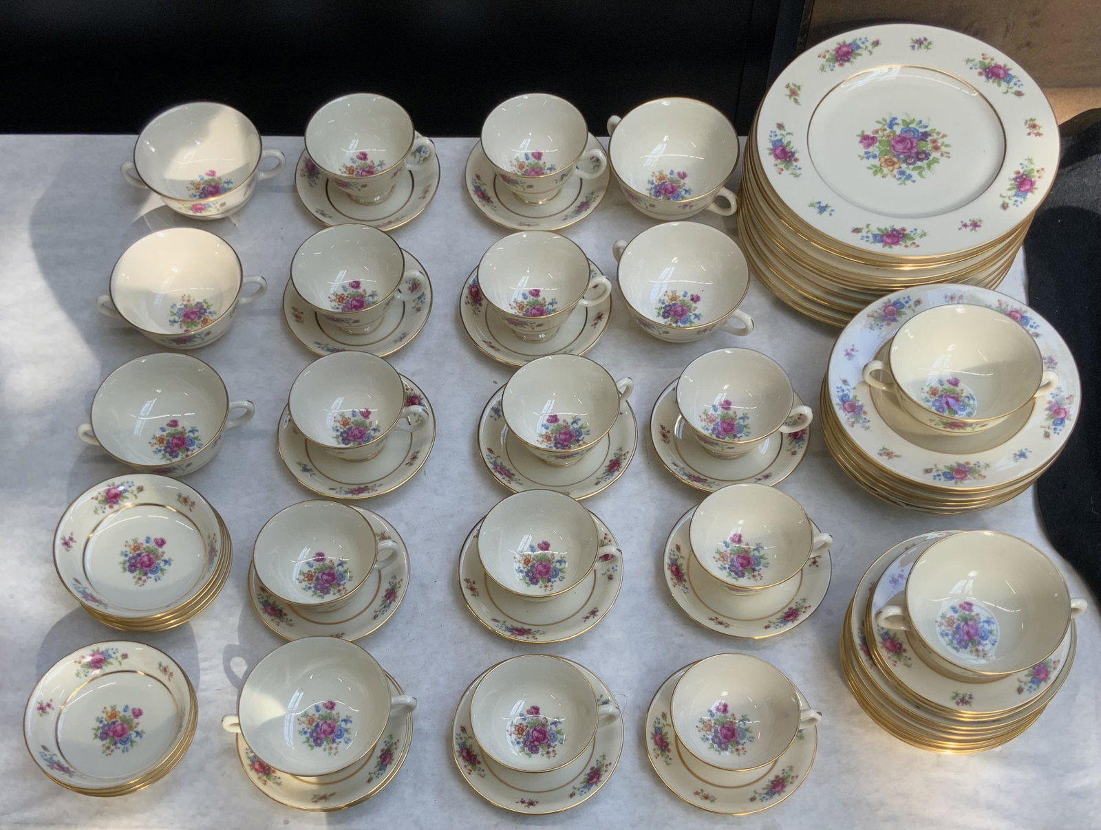 Set of "Lenox Rose" Lenox China.: Mostly Soup Bowls & Dinner Plates. Third-Party Shipping or Personal Pickup Required.