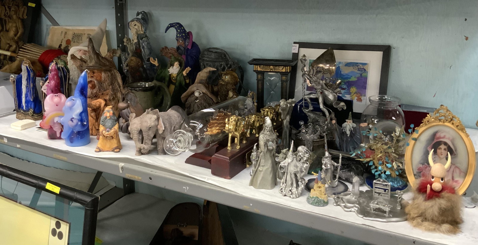 Shelf Lot of Mostly Wizard-related Items.: Most are in good condition. Third-Party Shipping or Personal Pickup Required.