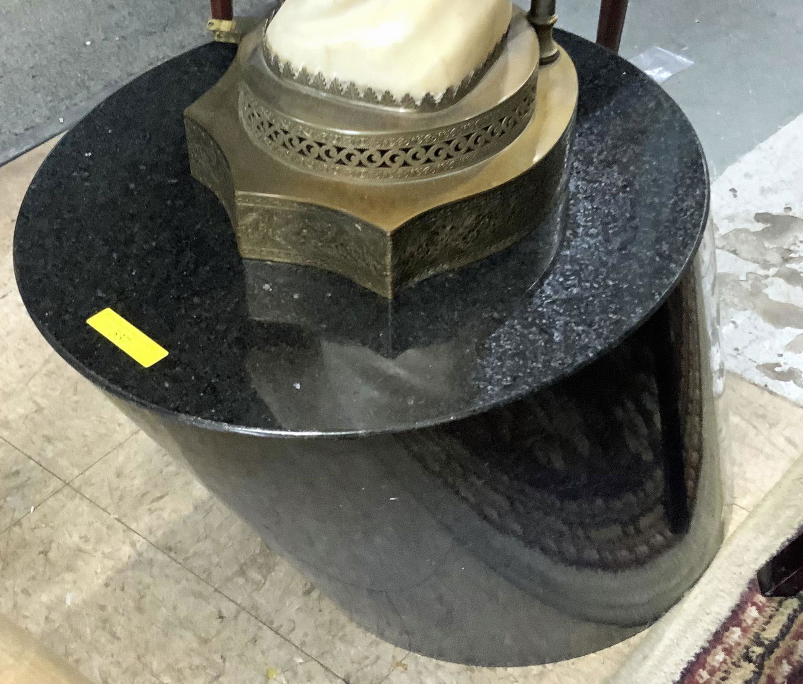 Solid Granite Lucia Mercer Modern Designer Table.: Unsigned. Measures 14 3/4" Tall. The Surface Measures 14" Long. It's Unbelievably Heavy. Third-Party Freight Shipping or Personal Pickup Required.