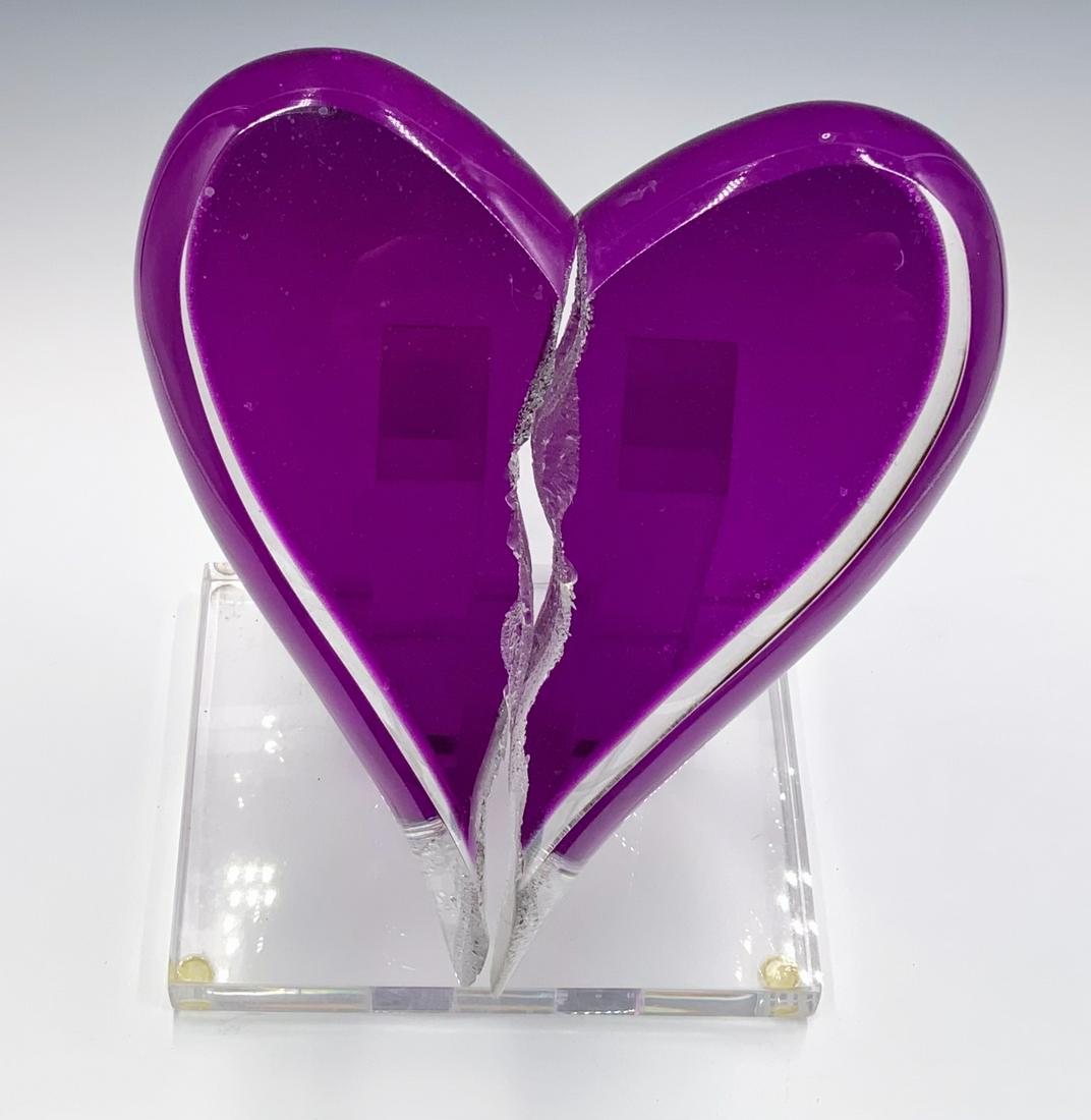 Purple Lucite "Broken Heart" Sculpture.: Unsigned. Measures 12" Tall and 9 1/2" Wide.