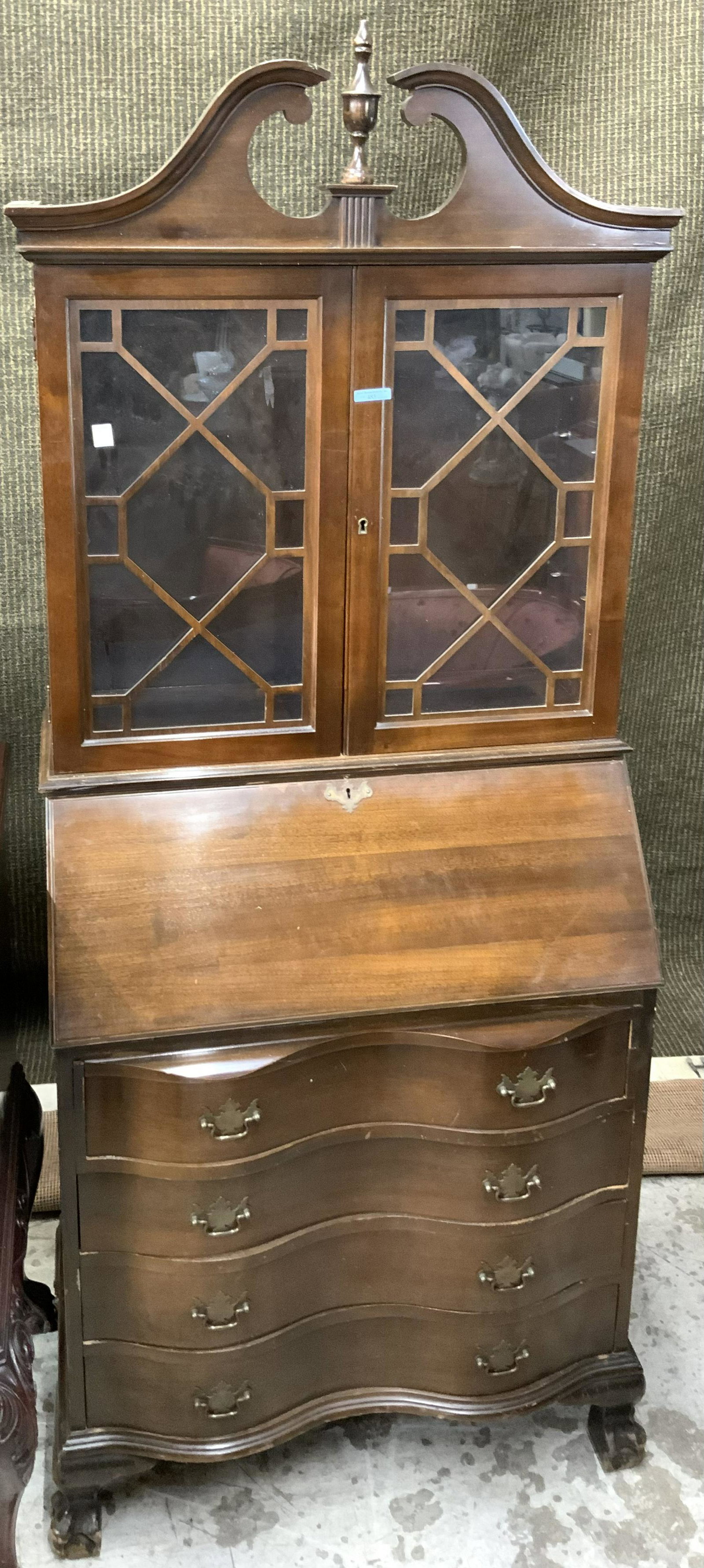 Slantfront Mahogany Secretary Desk.: Third-Party Freight Shipping or Personal Pickup Required.