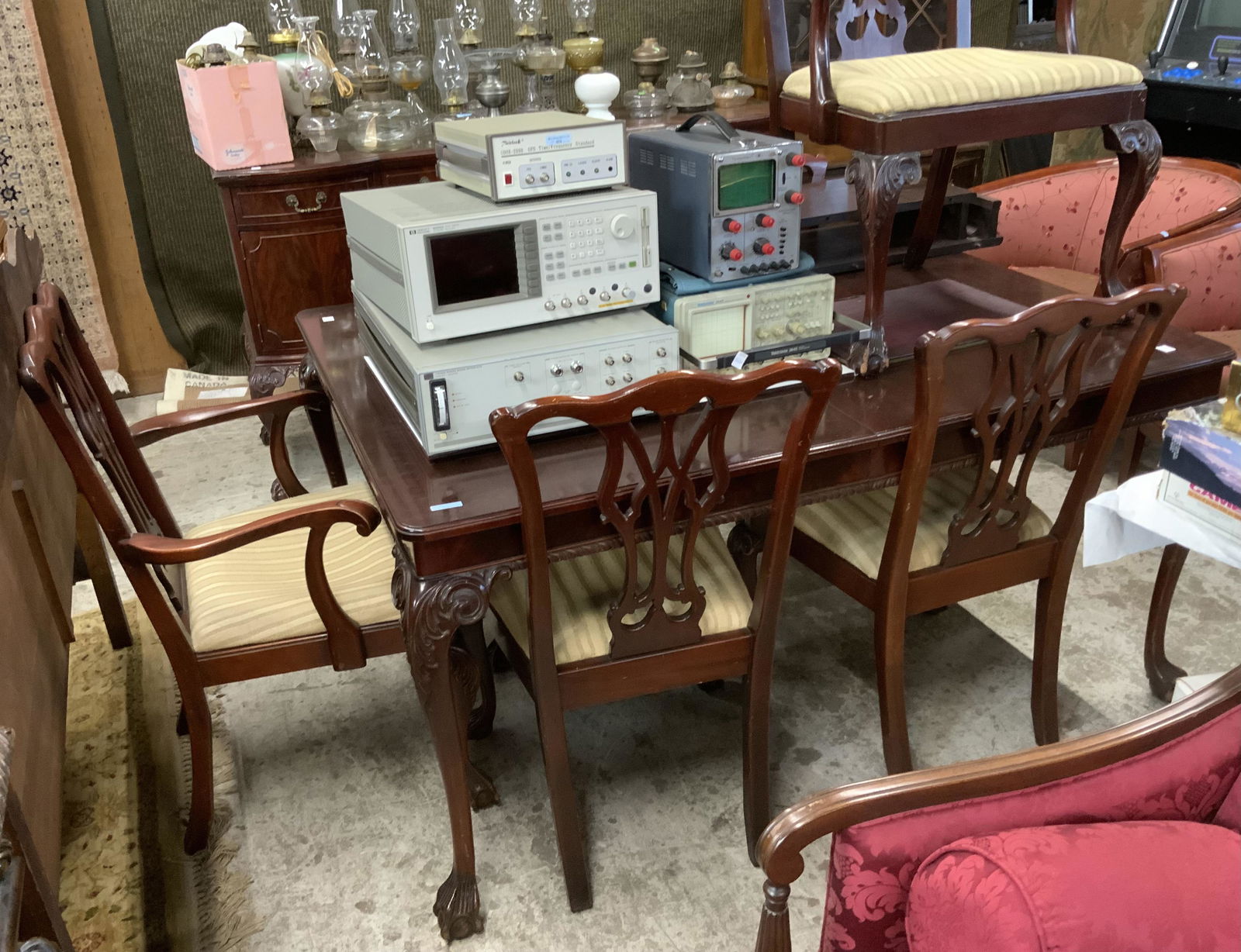 Clawfoot Dining Table, Buffet & 6 Chairs Set.: Third-Party Freight Shipping or Personal Pickup Required.