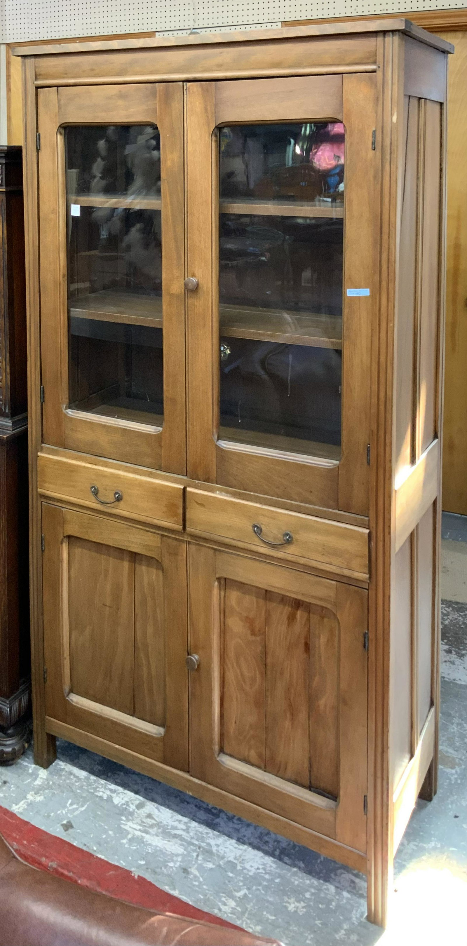 6' Tall Glass-Door Kitchen Cabinet.: Third-Party Freight Shipping or Personal Pickup Required.