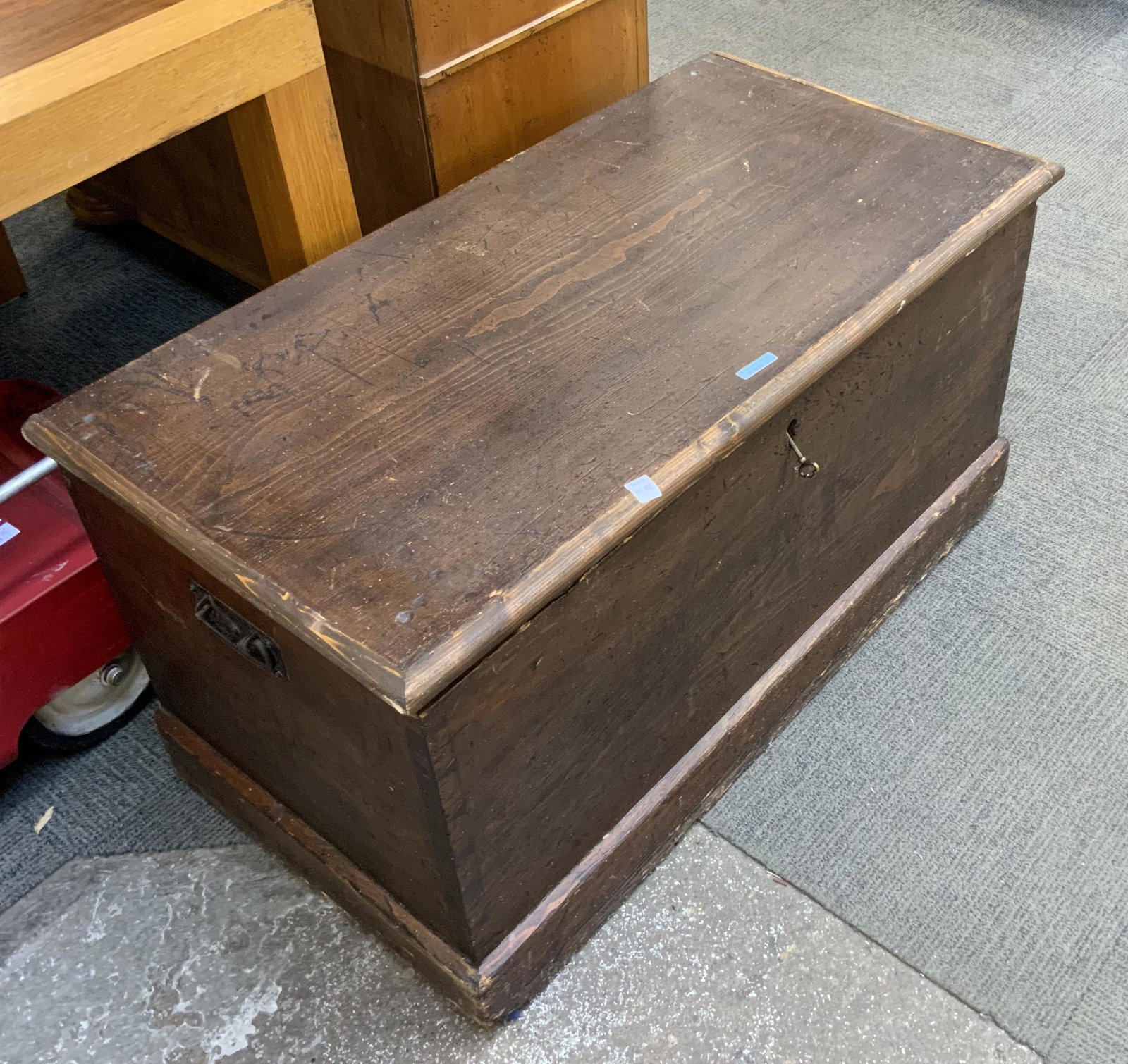 38" Wide Wood Carpenter's Trunk.: Third-Party Freight Shipping or Personal Pickup Required.