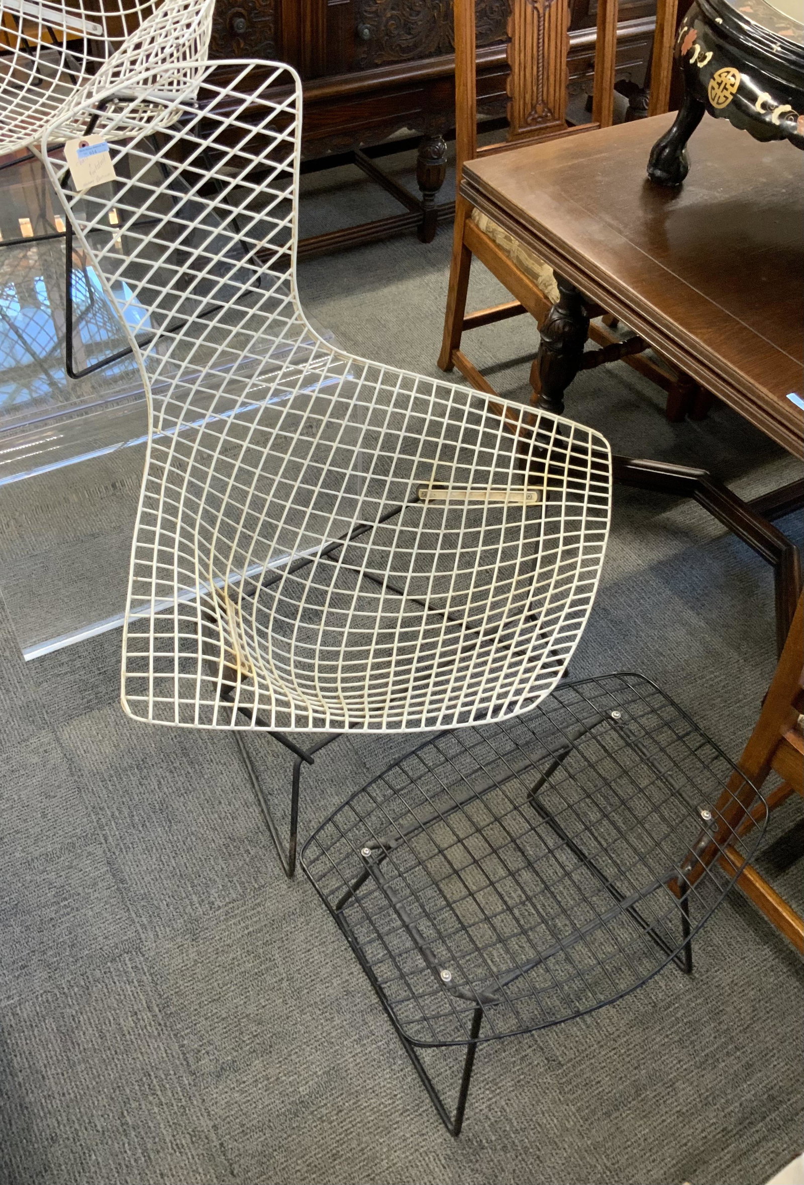 Harry Bertoia Wire Bird Chair with Ottoman.: Vintage. Third-Party Freight Shipping or Personal Pickup Required.