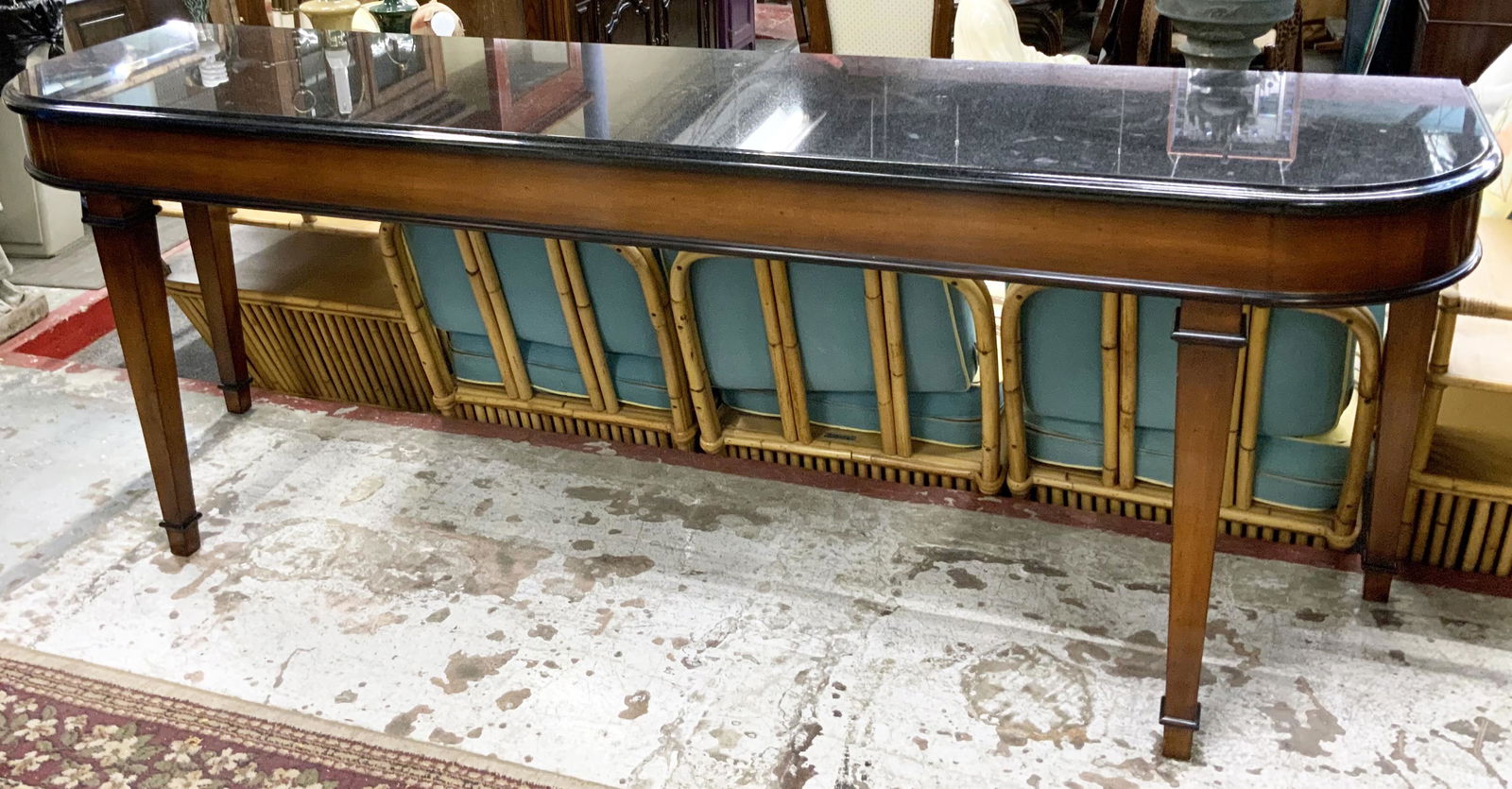 Nancy Corzine Granite-Top Buffet.: In Very Good Condition. It Measures 94 1/2" Wide, 35" High, and 24 1/4" Deep. Third-Party Freight Shipping or Personal Pickup Required.