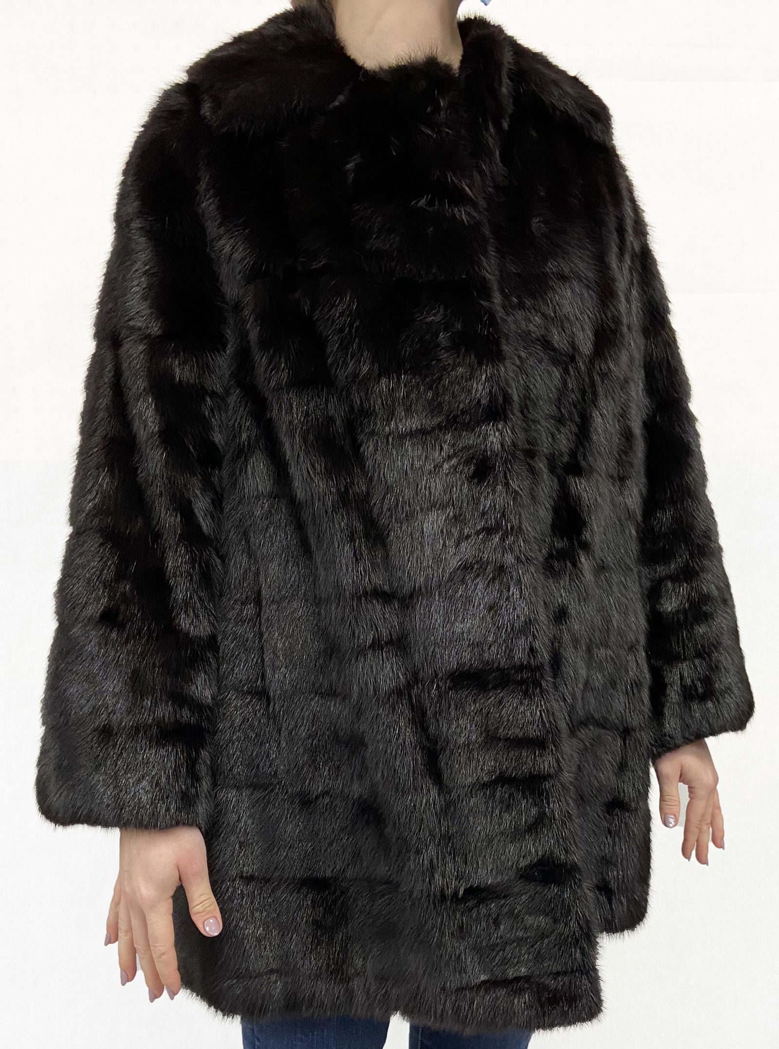 Small Black Fur Coat, Probably Mink.: By Dubin Furriers of Oak Park. Measures 29" Long. Fits a Thin Frame Woman, appx. 5' 2" or Slightly Shorter.