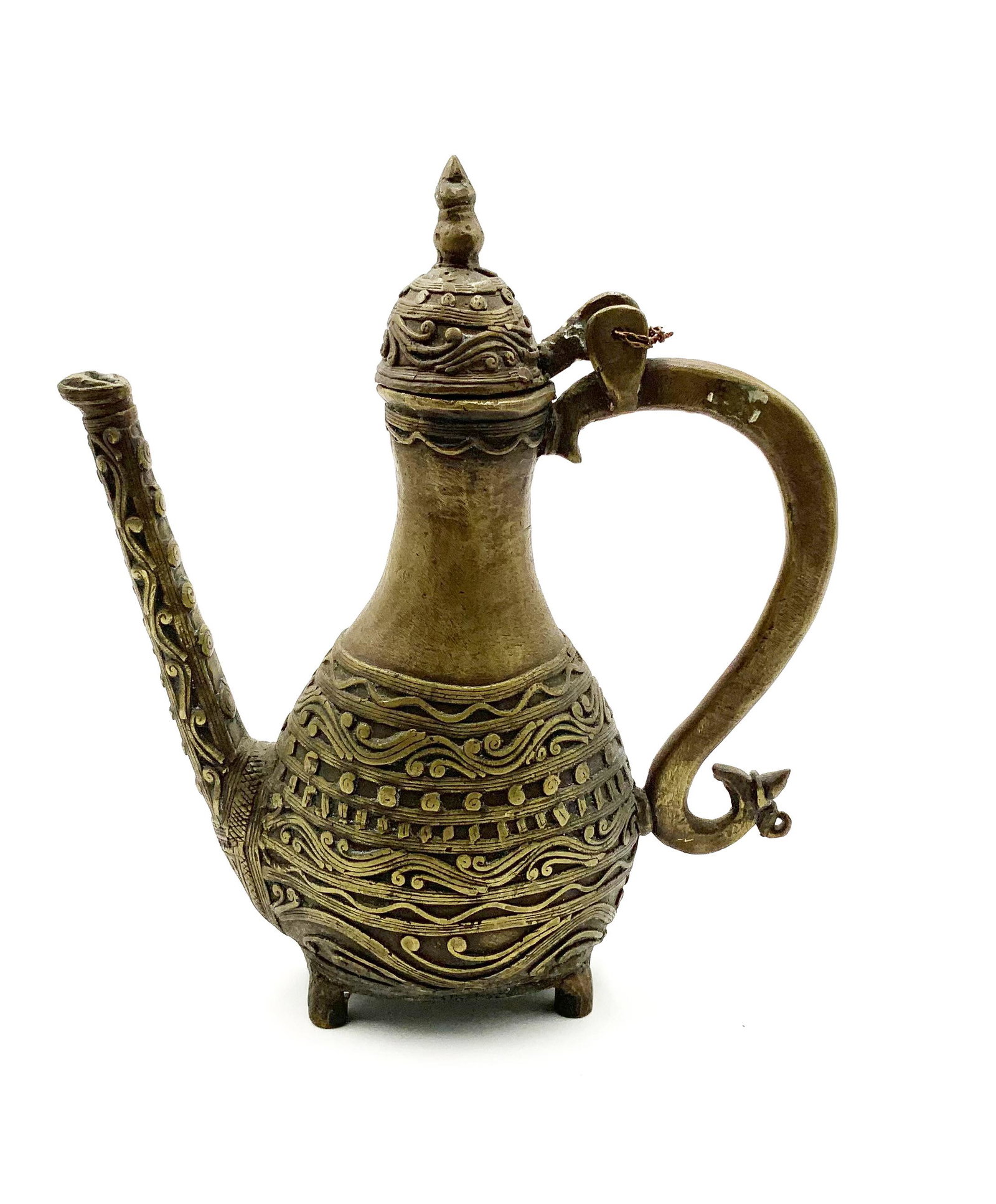 Middle Eastern Style Bronze Teapot: Measures 12" tall.