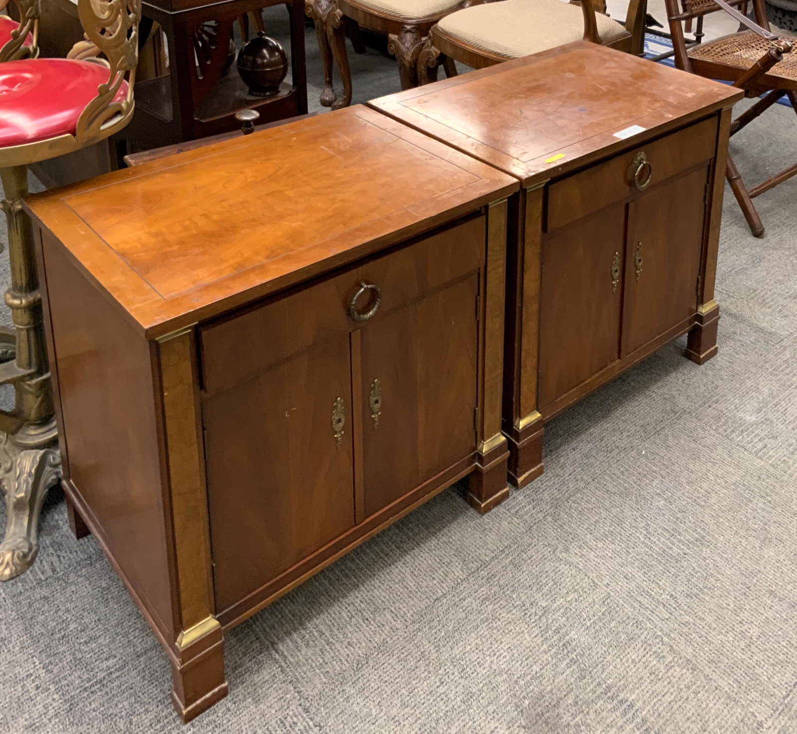 Pair of Baker Nightstands: Third-Party Freight Shipping or Personal Pickup Required.