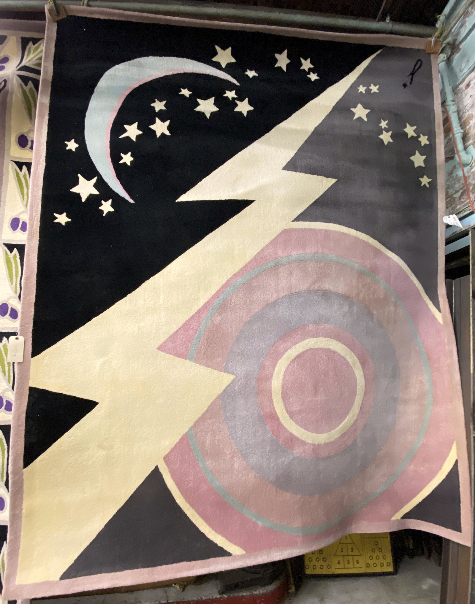 10" x 8' Stark Rug with Lightning Bolt & Stars.: Looks like it has some Minor Discoloration. In-House Shipping is Available for this Rug.