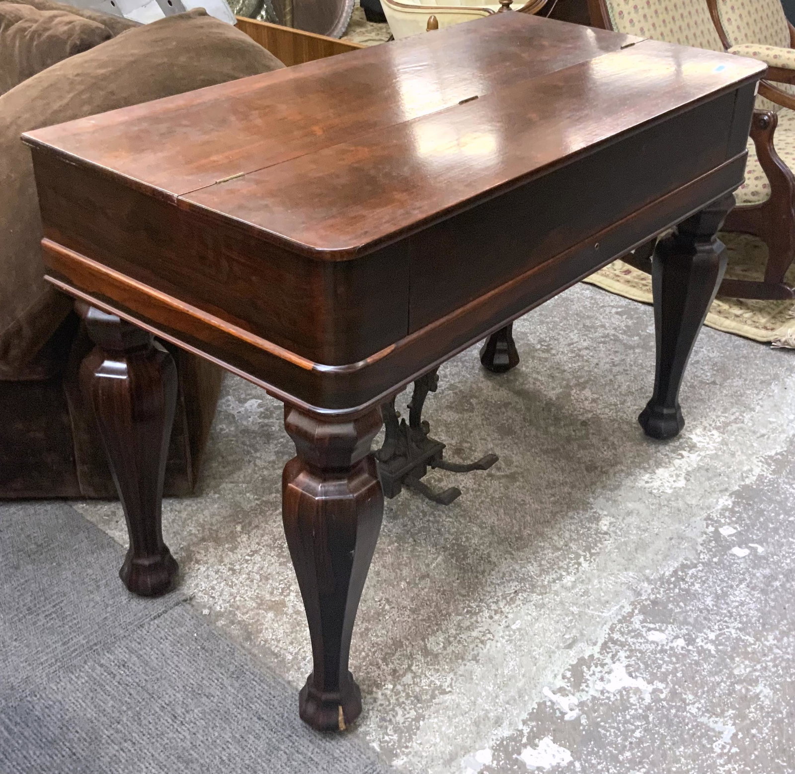 Rosewood Piano Desk Frame.: Third-Party Freight Shipping or Personal Pickup Required.