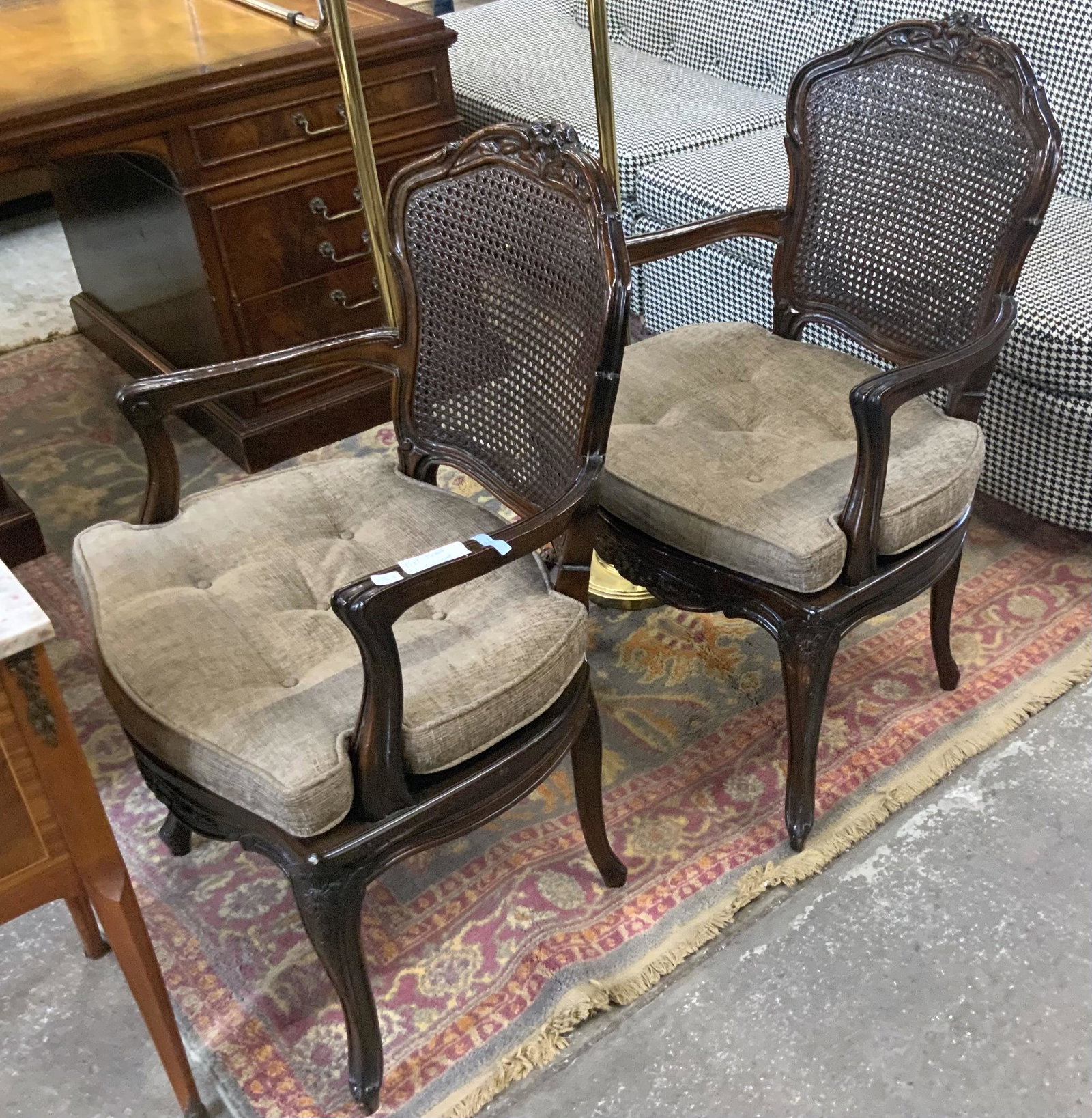 Pair of French Provincial Armchairs.: Third-Party Freight Shipping or Personal Pickup Required.