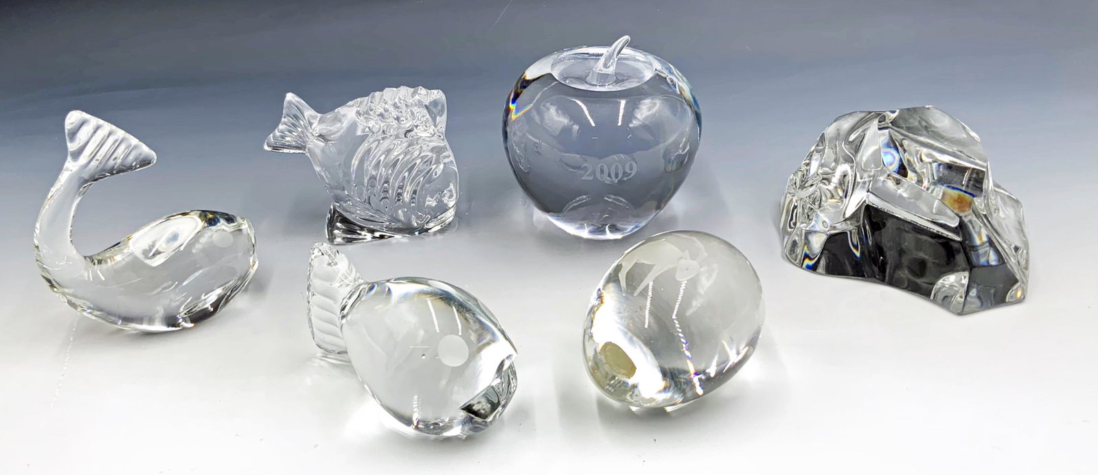 Lot of Assorted Crystal Paperweights.: Includes Waterford, Spode, Tiffany, Val St. Lambert, Ekenas. They look to be in nice condition. Third-Party Shipping or Personal Pickup Required.