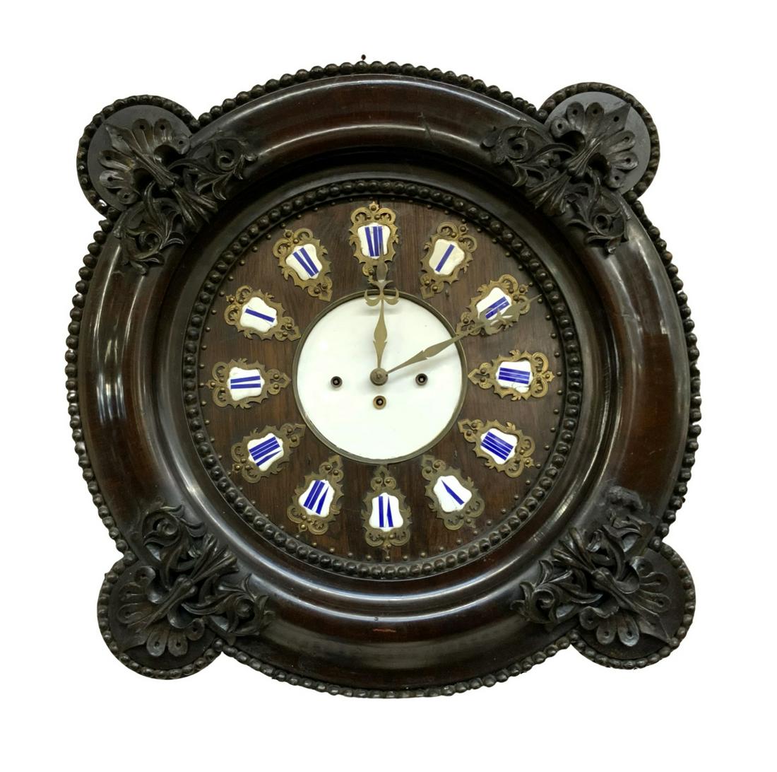 Antique Carved Viennese Wall Clock, Circa 1840.: The Clock is not Running, and Needs Work. It is Complete, However. The Clock Measures 20 1/2" x 20 1/2". The Outside of the Clock is in Reasonably Good Condition, not Perfect by any Means. Third-Party