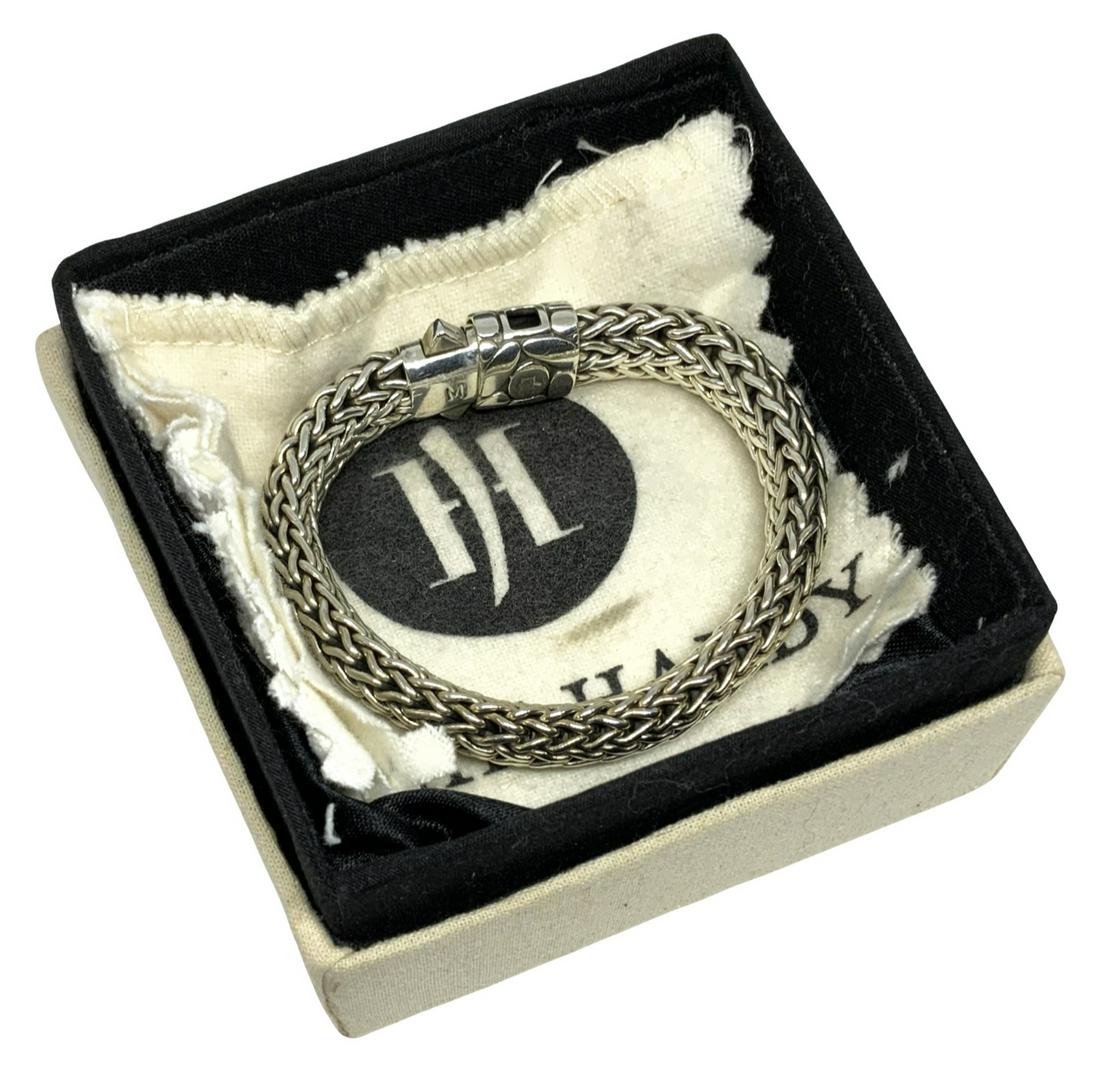 Signed John Hardy Sterling Silver Bracelet.: With a John Hardy Box and Inner Cloth. The Bracelet Measures 8 1/4" Long, and 10mm Wide. It Fits an 8" Circumference Wrist. The Bracelet is a bit Difficult to get Unclasped.